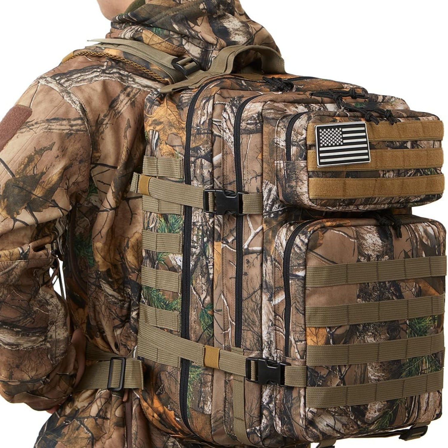 QT&QY 45L military tactical backpack with Molle system, army assault pack, and 3-day bug-out design for outdoor and tactical use.