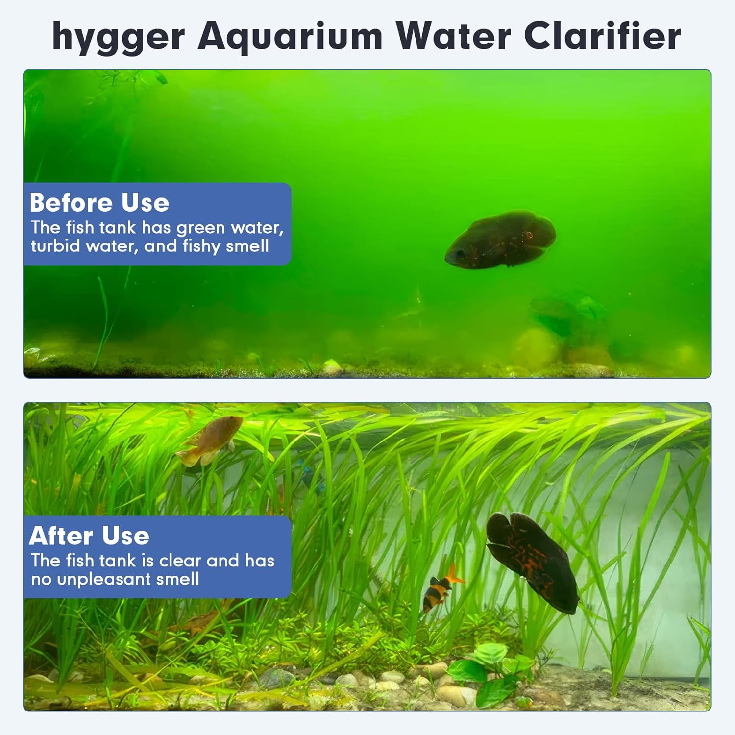 hygger Aquarium U-V Light with Timer showing the sleek U-shaped design and 360° protective shield for aquarium illumination.