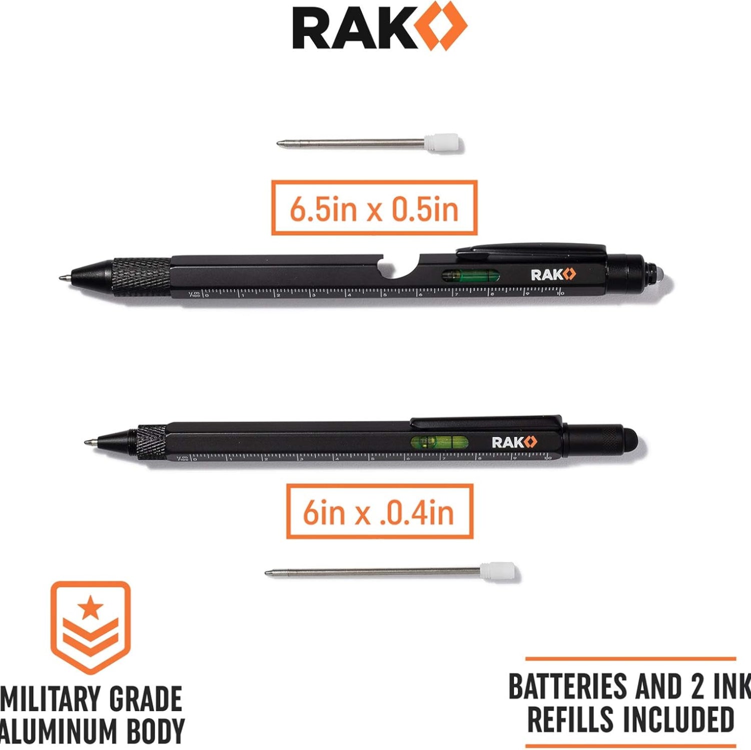 RAK Multitool Pen - Multi-Tool Pen Set 11 in 1, LED Light, Screwdrivers, Level, Ruler