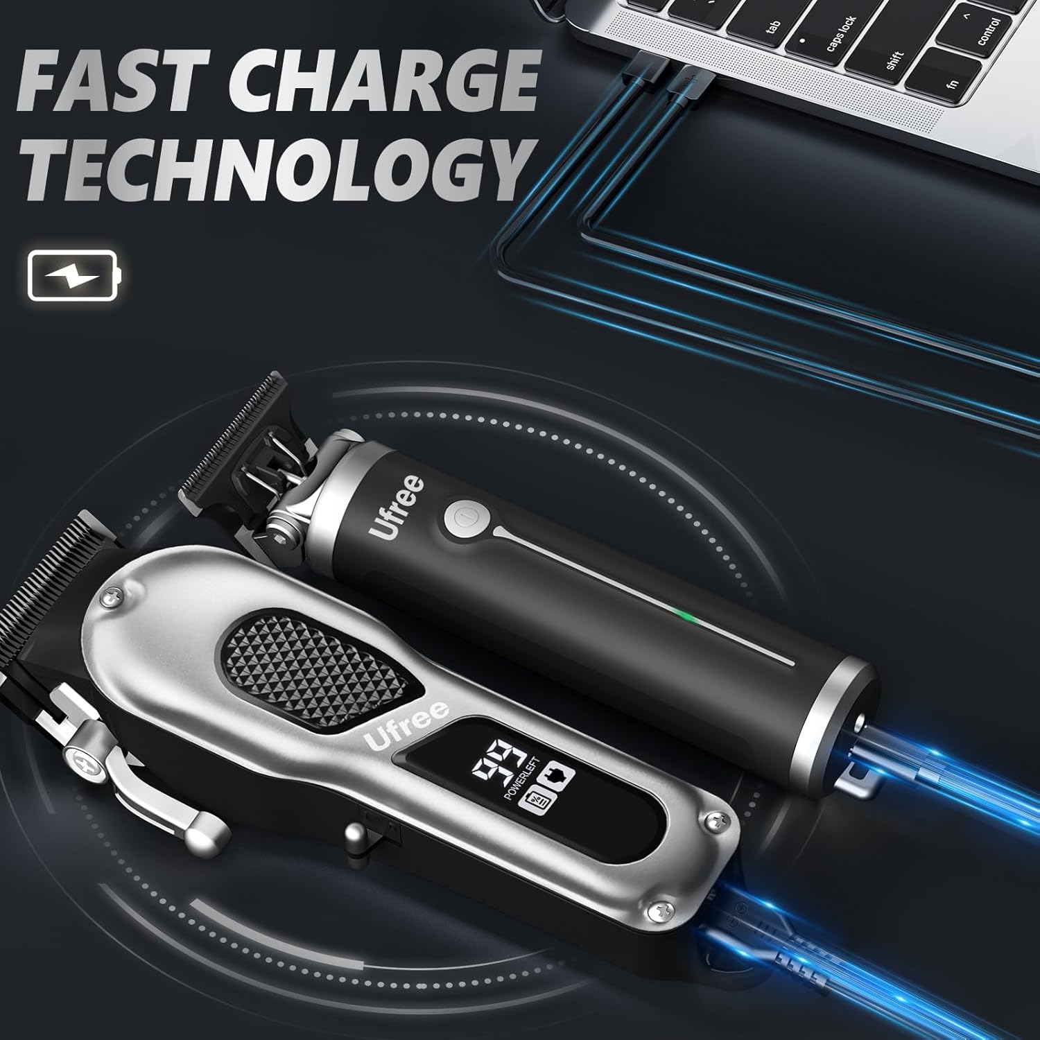 Ufree professional hair clippers for men with detachable blades and multiple guide combs for precise grooming.