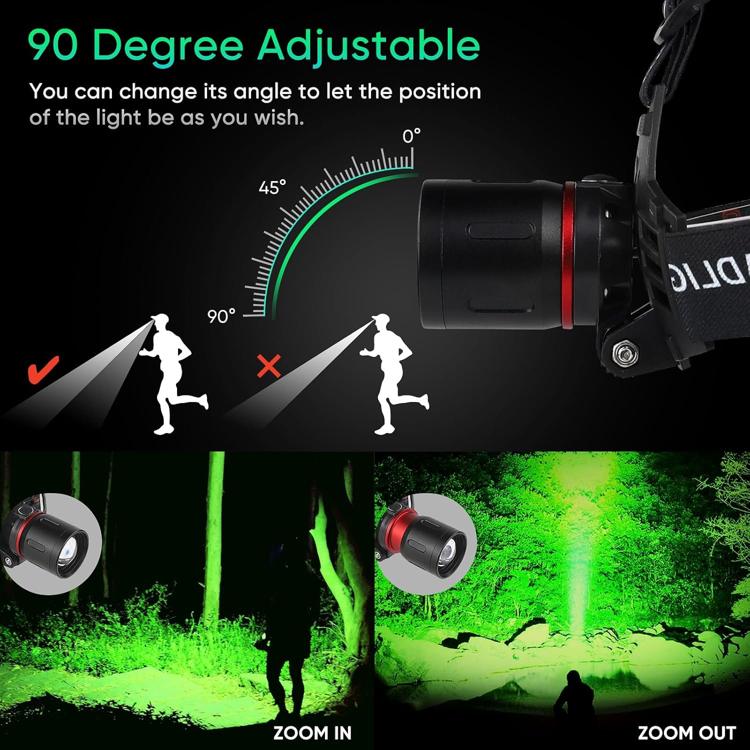 WINDFIRE Green Light Headlamp Rechargeable Green Light Headlight for Hunting