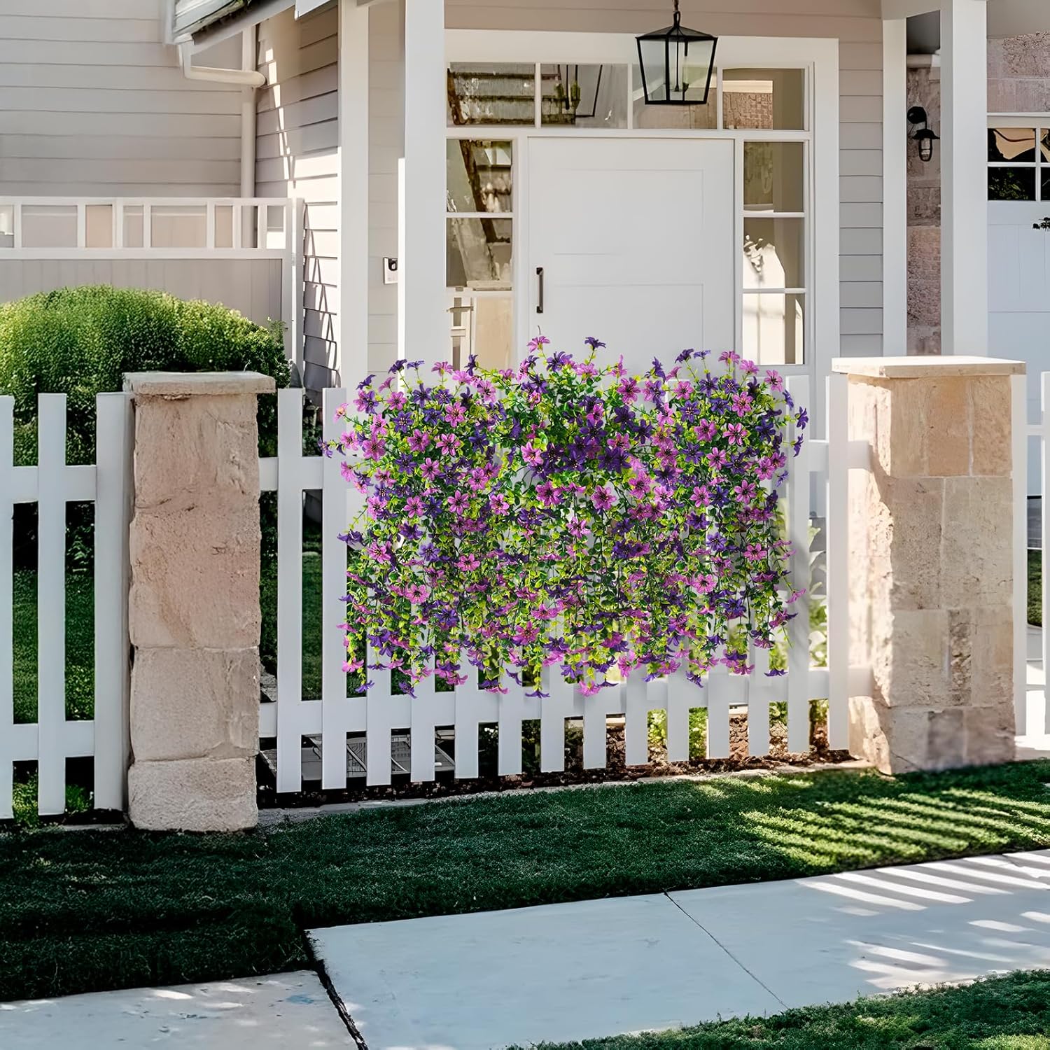 Artificial Hanging Flowers Plants for Outdoor Spring Decoration, 2 PCS Fake