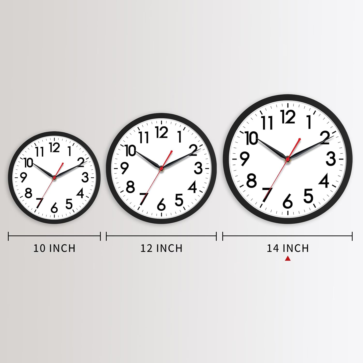 AKCISOT 14-inch modern wall clock with silent non-ticking mechanism, battery operated, featuring a sleek, minimalist design.