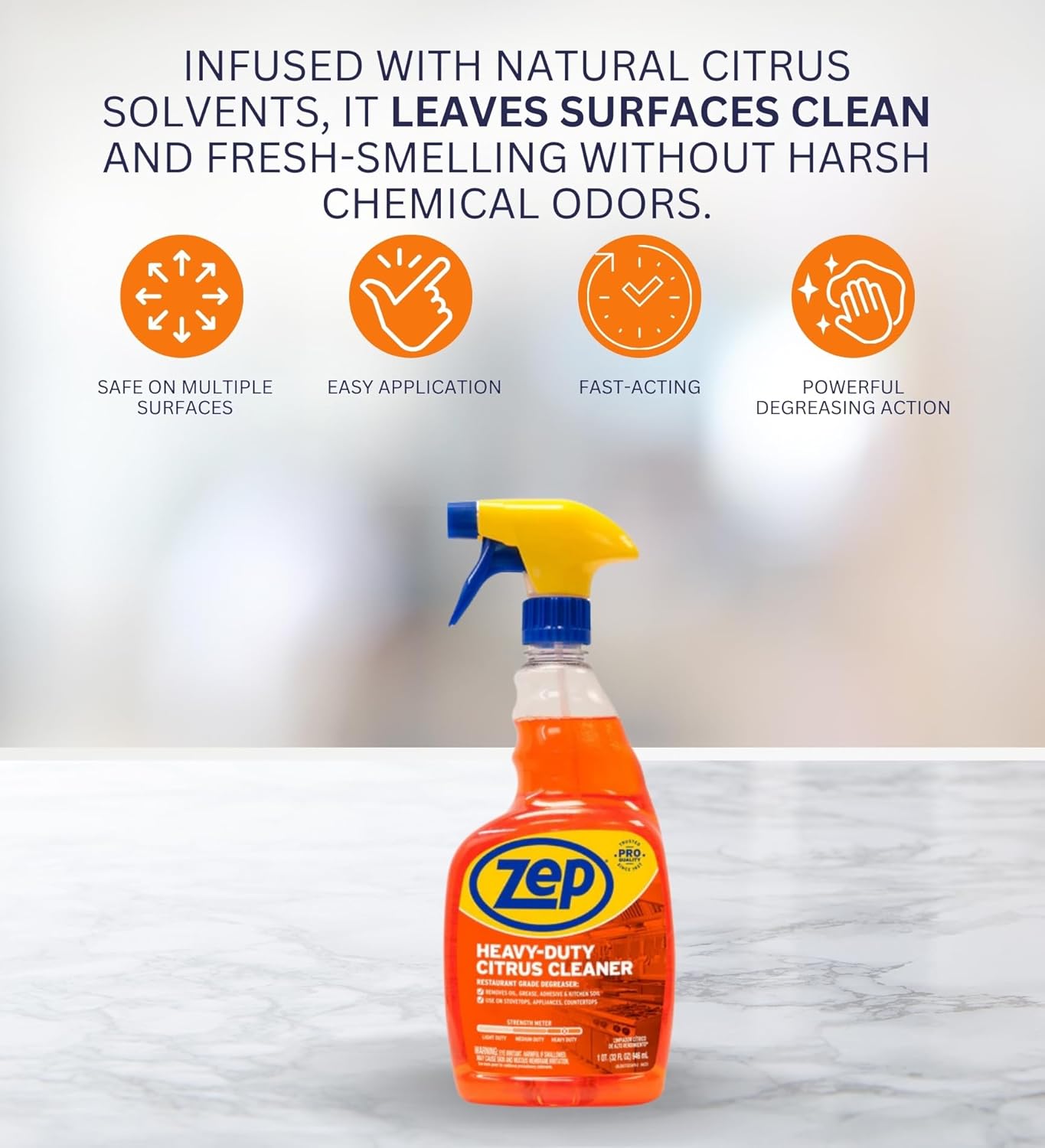 Zep Heavy Duty Citrus Degreaser Spray 32 oz Bundle with Microfiber