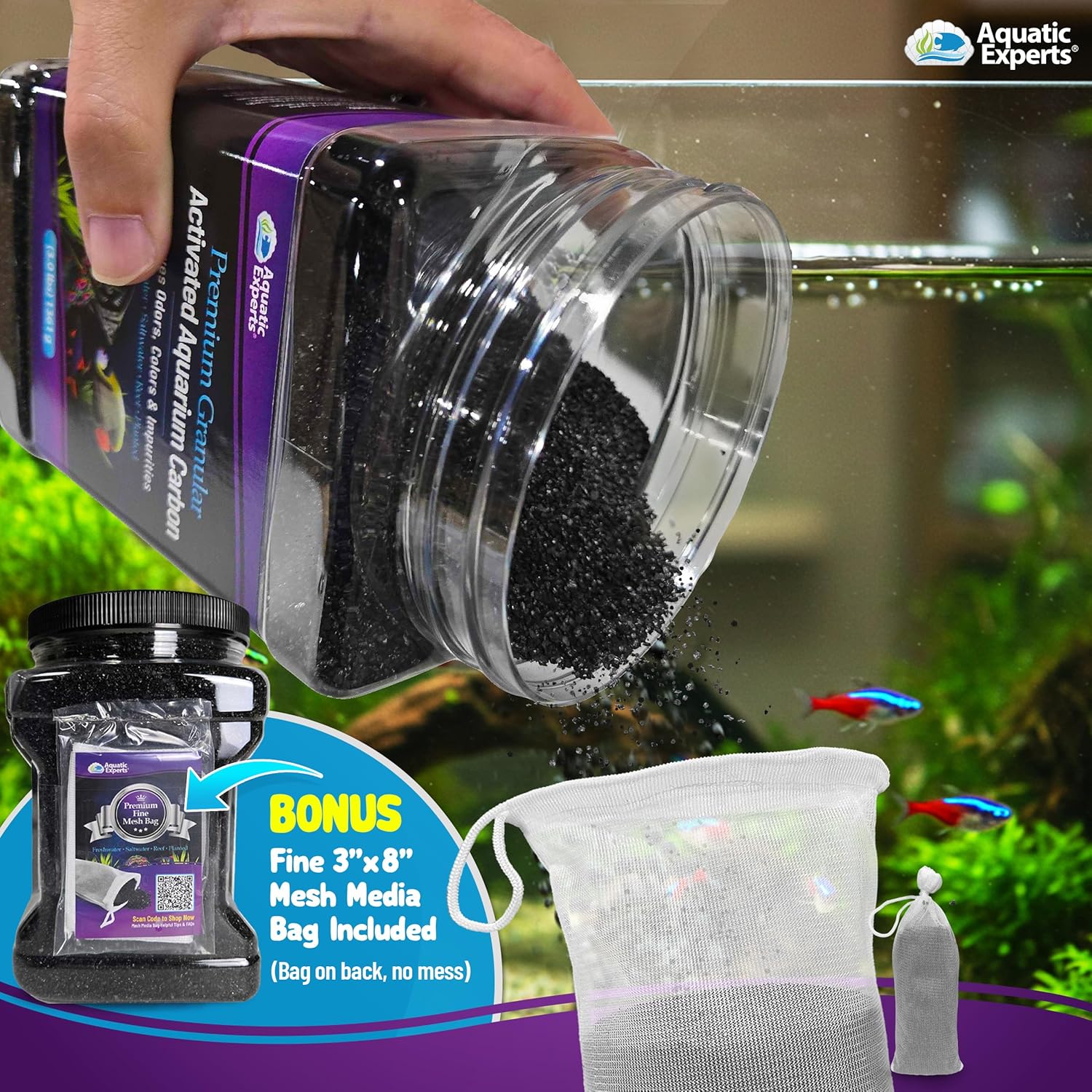 Premium Activated Carbon, Aquarium Carbon for Fish Tank Filter, Aquarium Filter Media