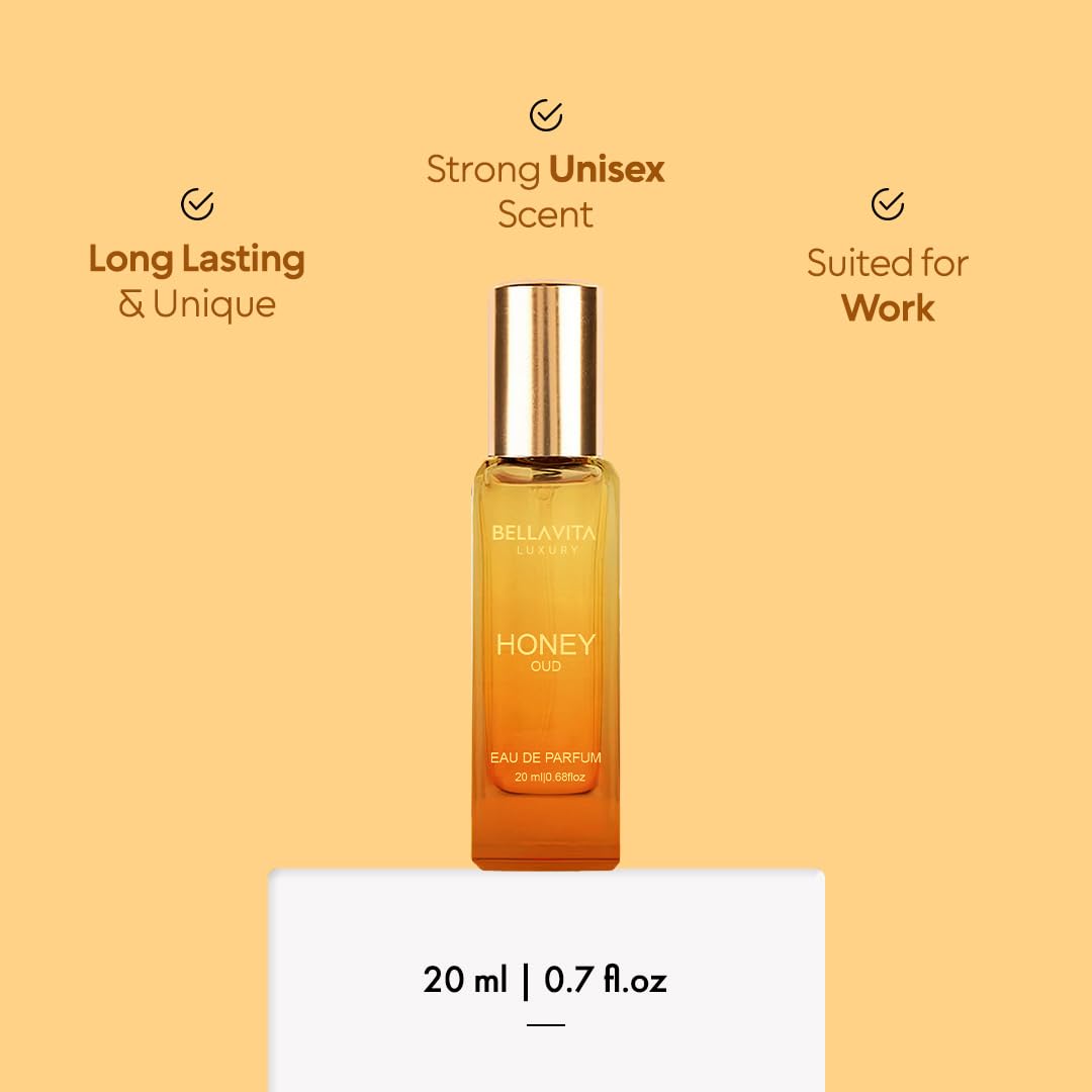 Bellavita Luxury Honey oud Eau de Parfum | 20 ml (0.7 fl.oz.) | Travel Size Perfume