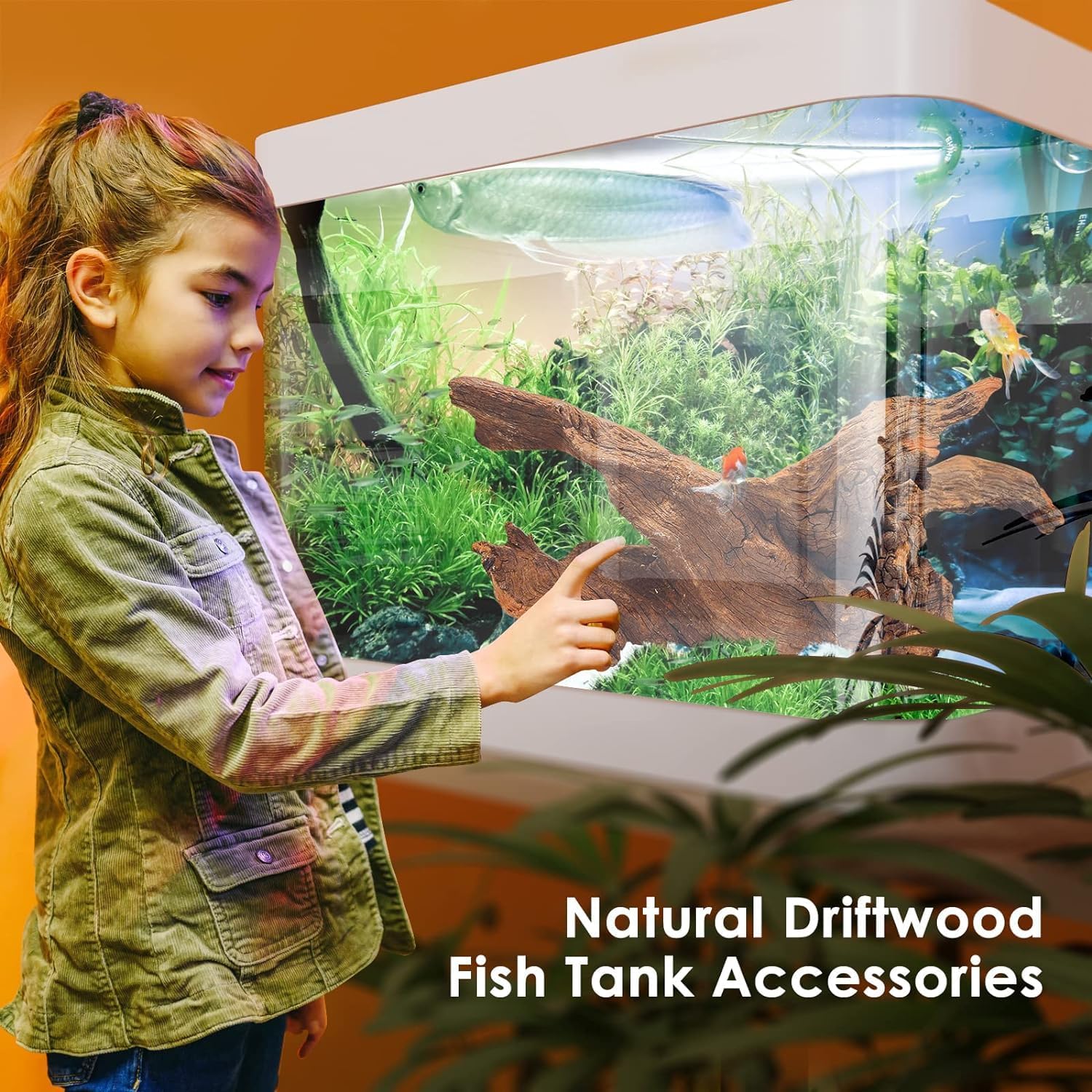 Jorewood natural large aquarium driftwood for fish tanks and reptile terrariums, showing textured, twisted wood piece with natural color