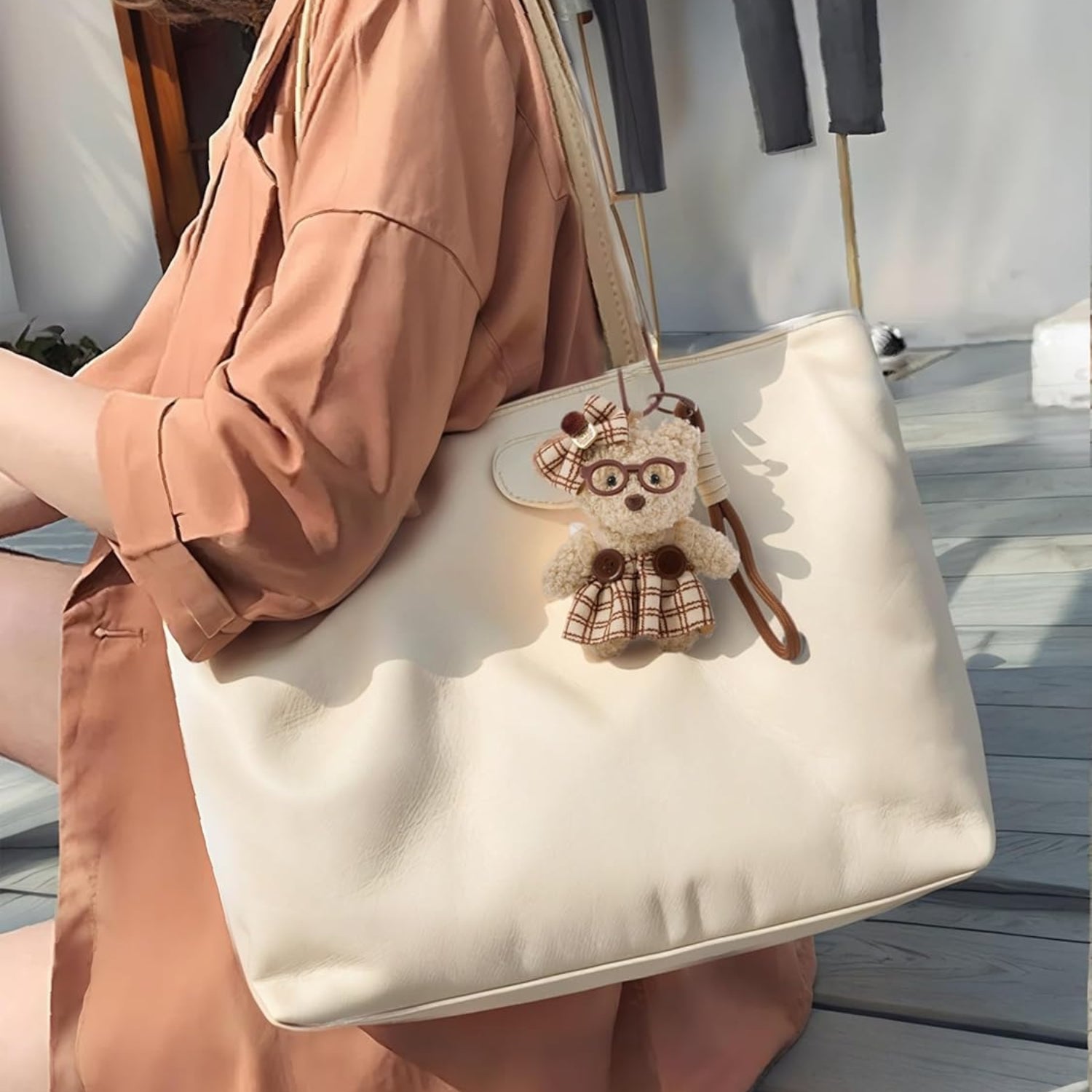 Plush Bear & Bunny Keychain and Bag Charm 2 in 1 – Cute Bag Charm for Purse