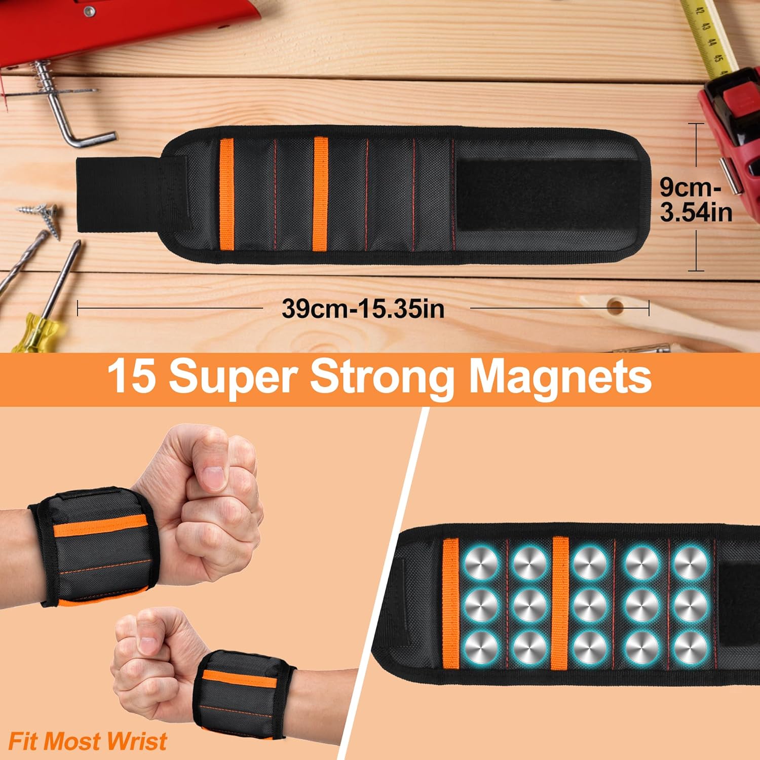 Magnetic Wristband Gifts for Men Dad - Tools for Holding Screws Nail Drill Bits