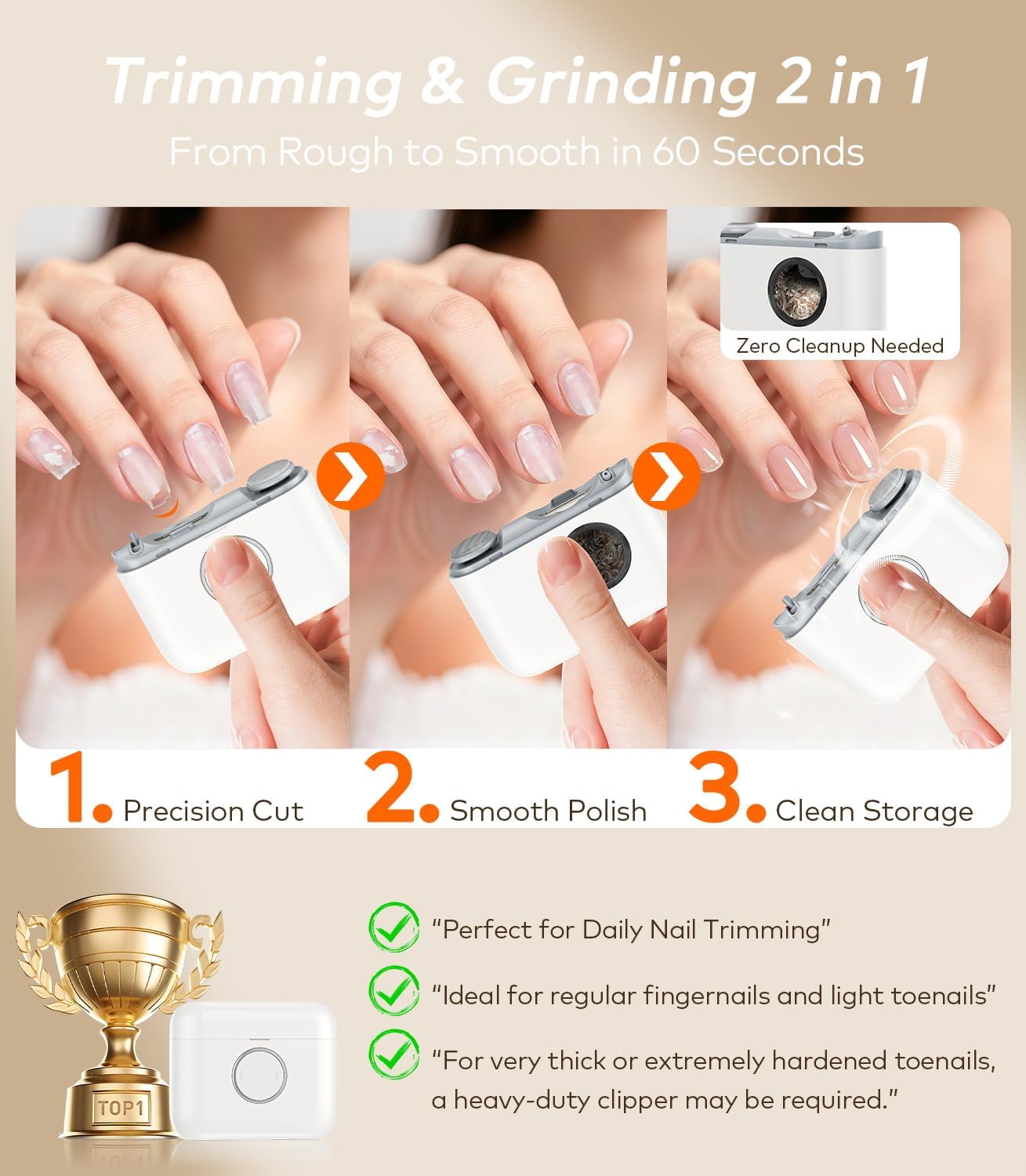 Electric Nail Clipper for Family Care【Precision Dual-Blade Trimming