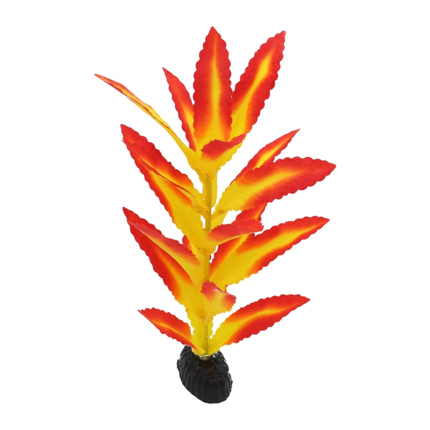 Artificial red and yellow plant on a white background