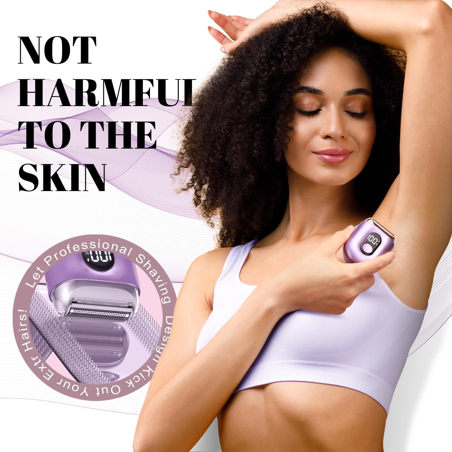 Fangaci cordless electric women's shaver with a large LED display and compact design for smooth shaving.