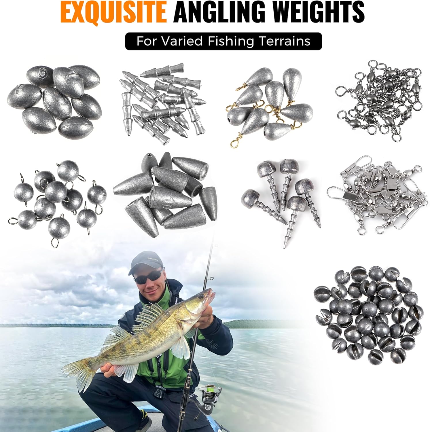 PLUSINNO fishing accessories kit with organized tackle box, includes 264/397 fishing tackle pieces for freshwater or saltwater fishing.