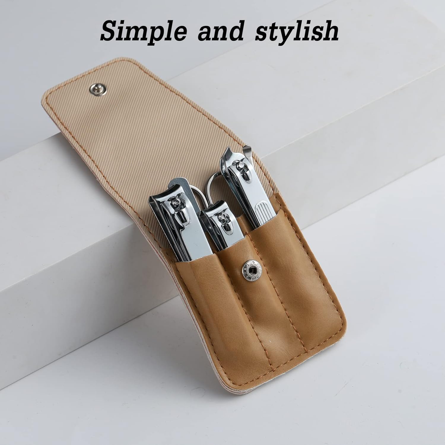 Six stainless steel nail clippers set including toenail and fingernail cutters, compact and durable by atimier.