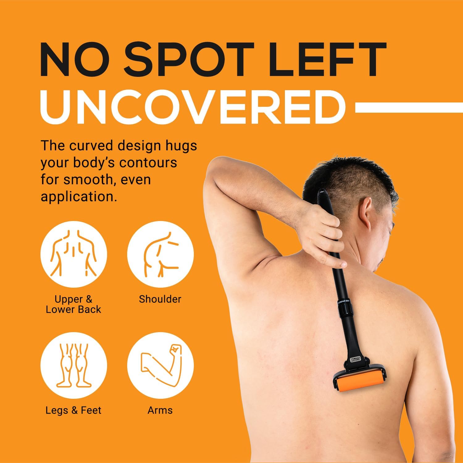 EZPIK Lotion Applicator for Back, Extendable up to 23" - Curved Design Back Lotion