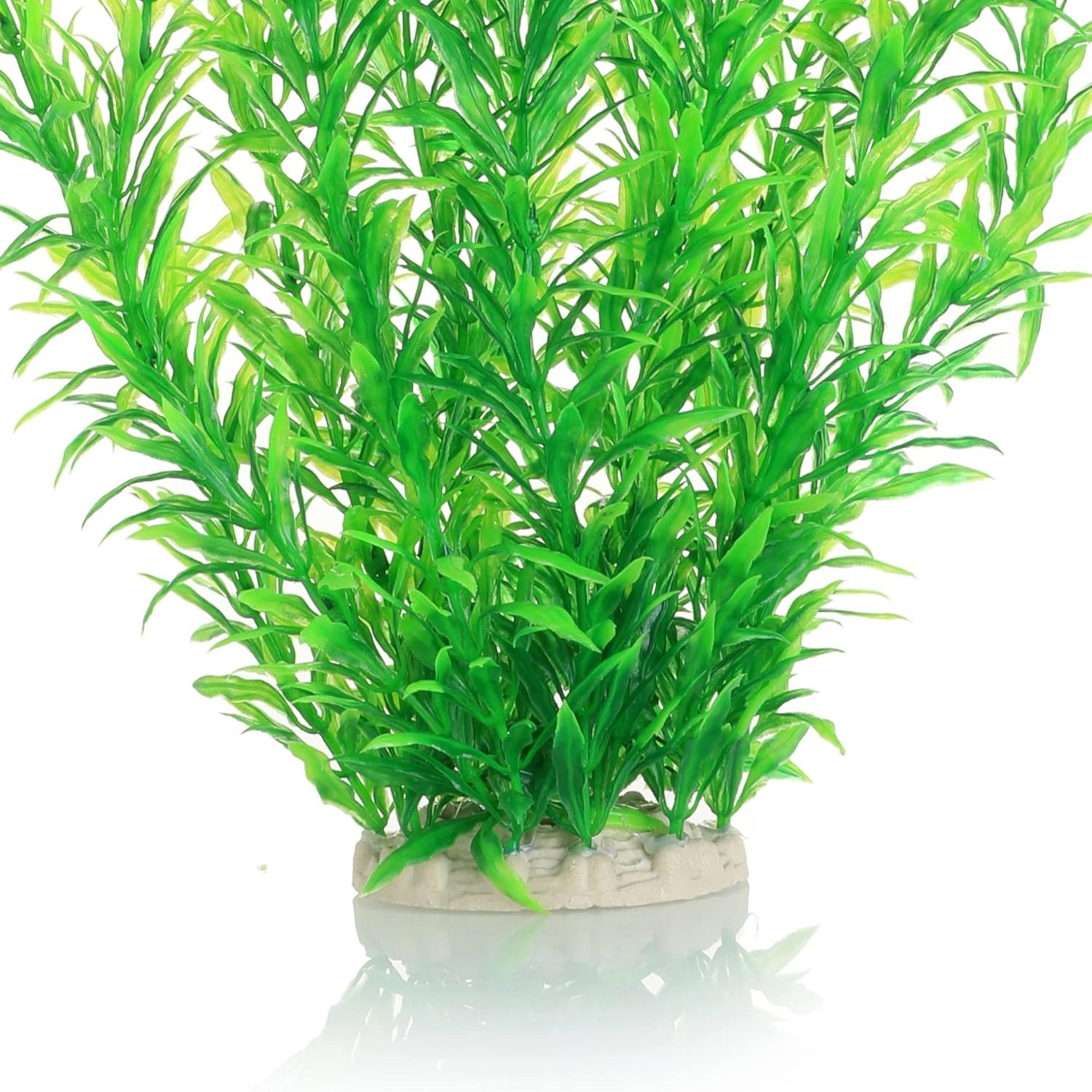 JIHAQUA extra large 21-inch plastic aquarium decor plant for fish tanks, realistic artificial aquatic plant with vibrant green leaves.