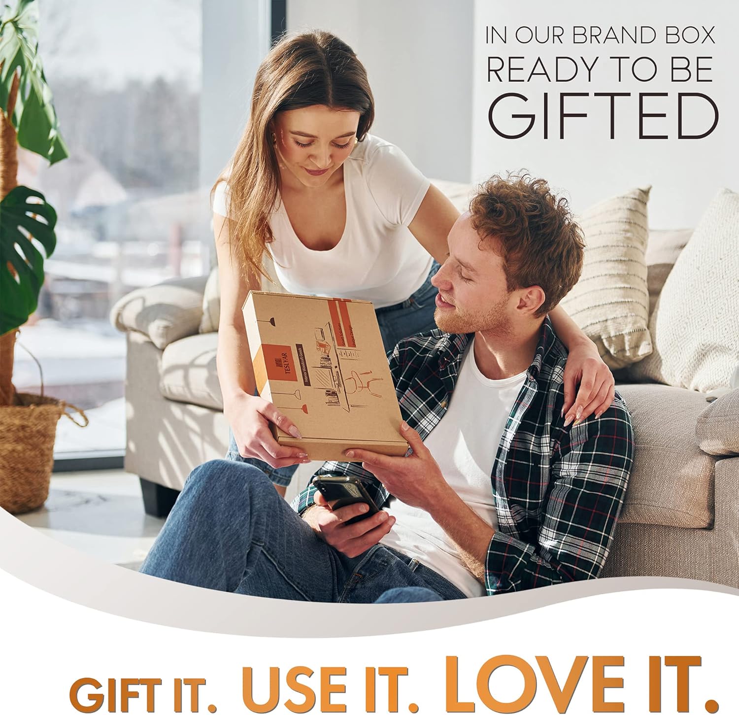 TESLYAR Wood Phone Docking Station for Men - Desk or Nightstand Organizer - Birthday Gifts)