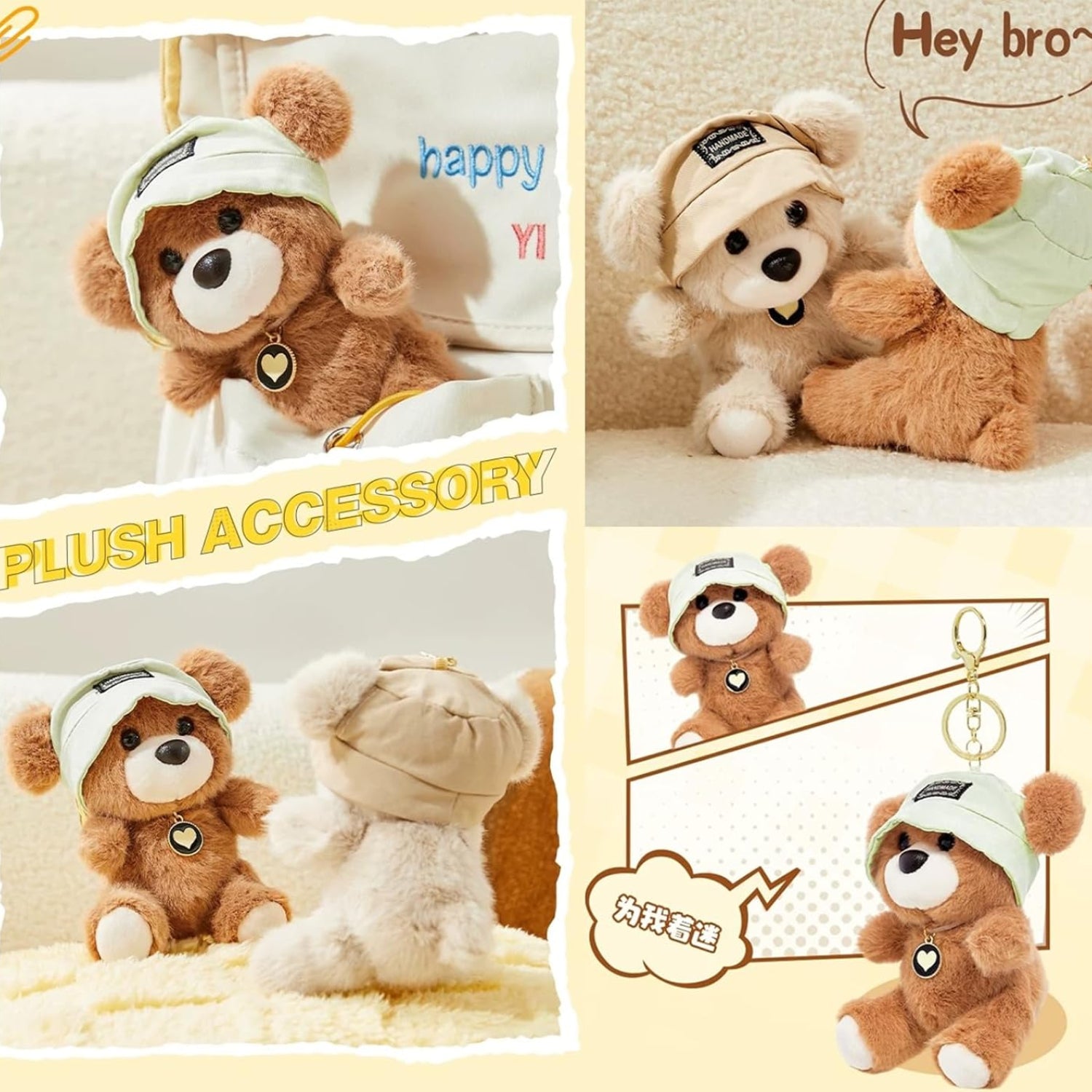 Cute Key Chain Plush Bear Bag Charm Teddy Bear Keychain Gift For Handbag,Purse