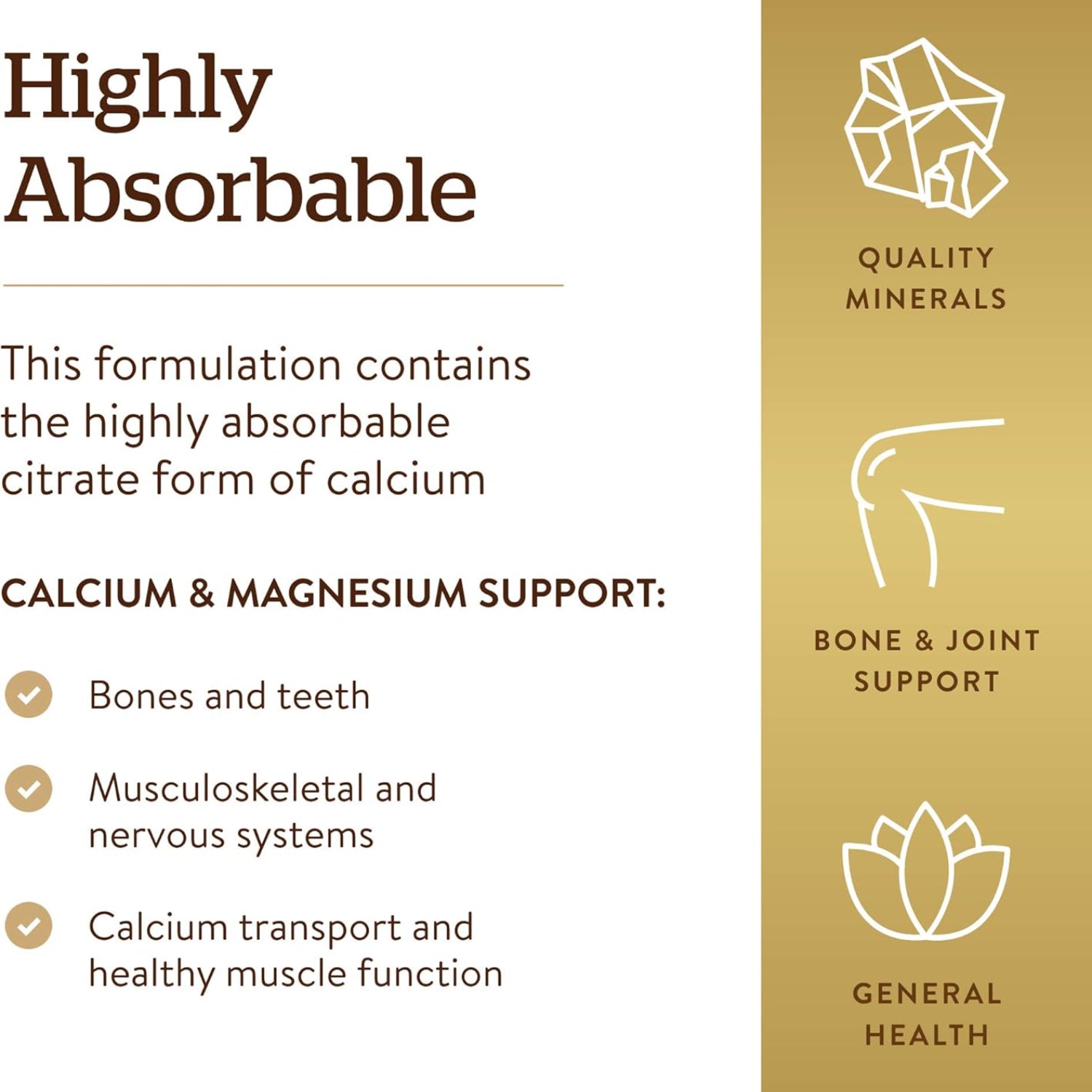 Solgar Calcium Magnesium Citrate, 250 Tablets - Supports Healthy Bones & Teeth