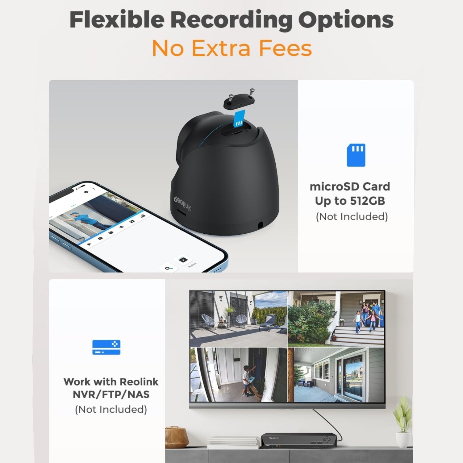 REOLINK 4K outdoor security camera with dome design, PoE IP surveillance camera for outdoor monitoring and security.