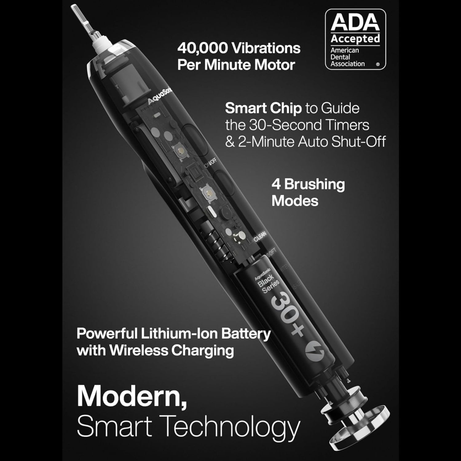 Aquasonic Black Series Ultra Whitening Toothbrush – ADA Accepted Electric Toothbrush