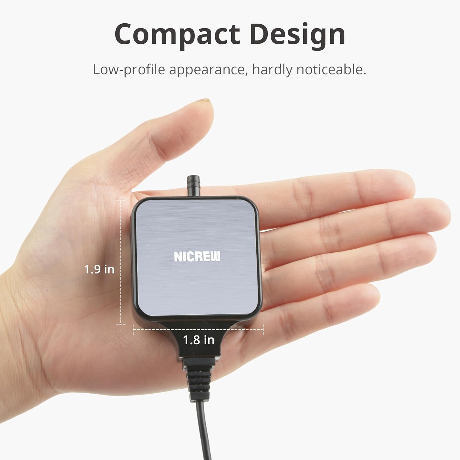 NICREW Nano Silent Aquarium Air Pump Black, Aquarium Aerator