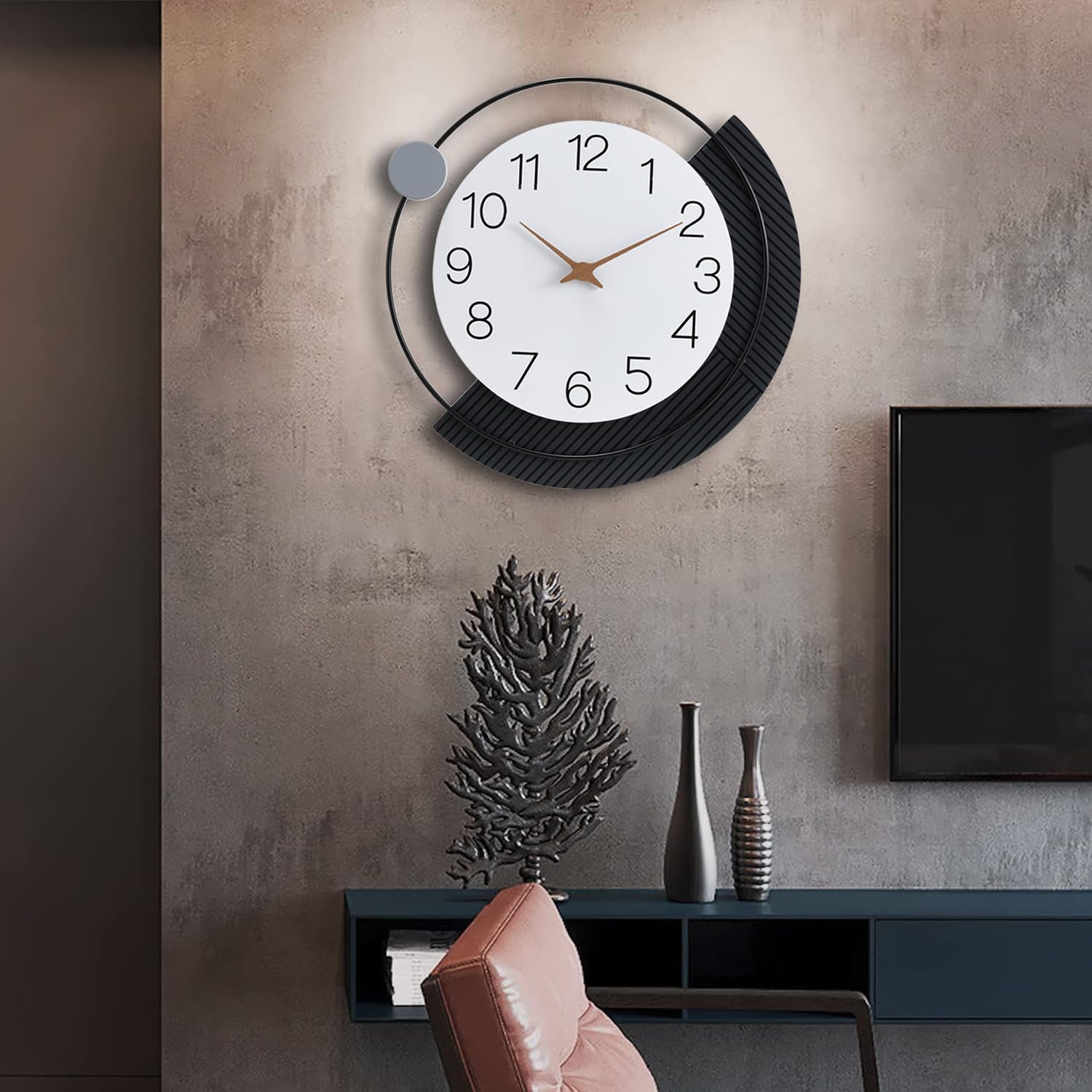 Large Dankeit decorative wall clock with silent quartz movement, battery operated, featuring a stylish design and clear clock face.