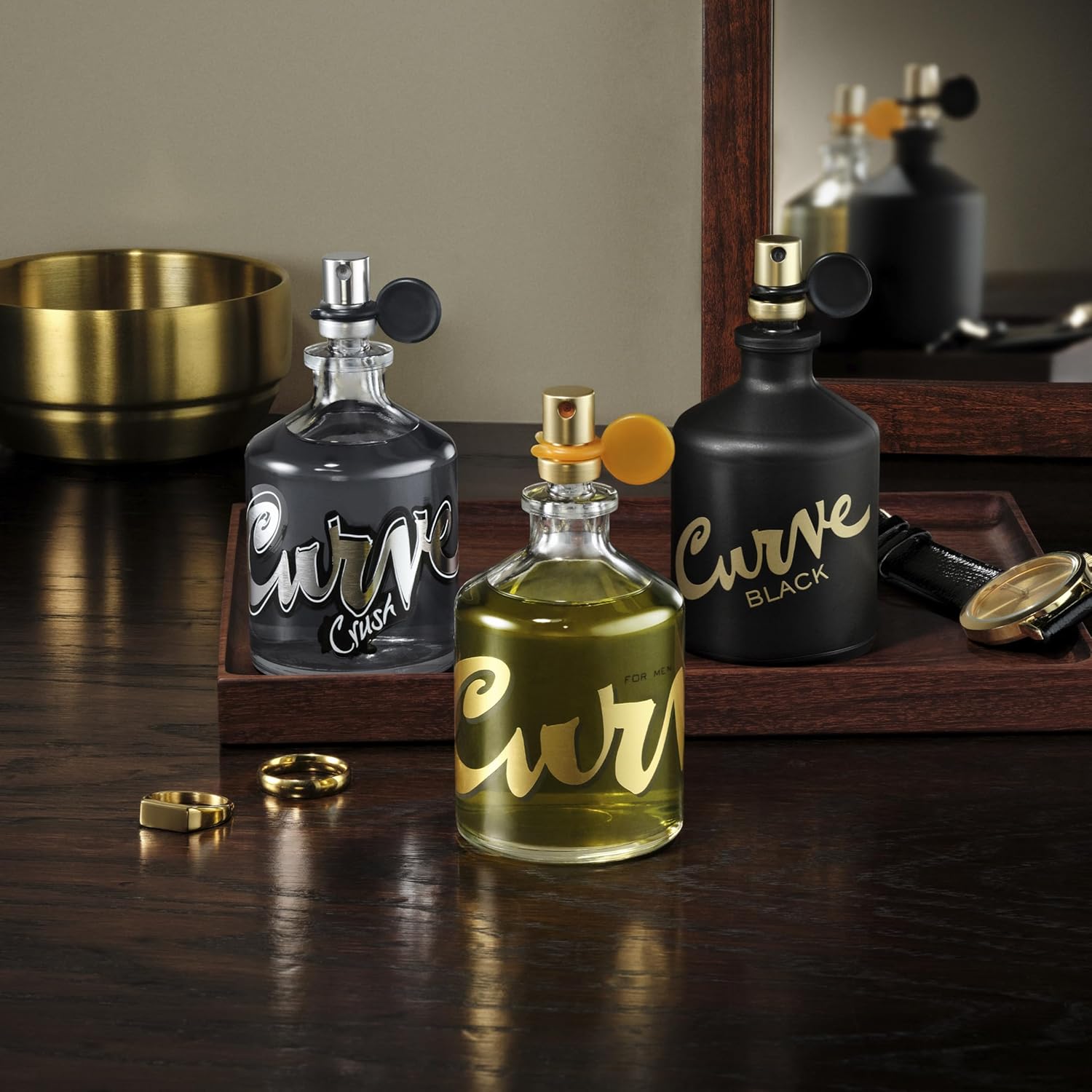 Curve men's cologne spray with spicy wood scent in a 6.8 oz bottle, designed for day or night wear.