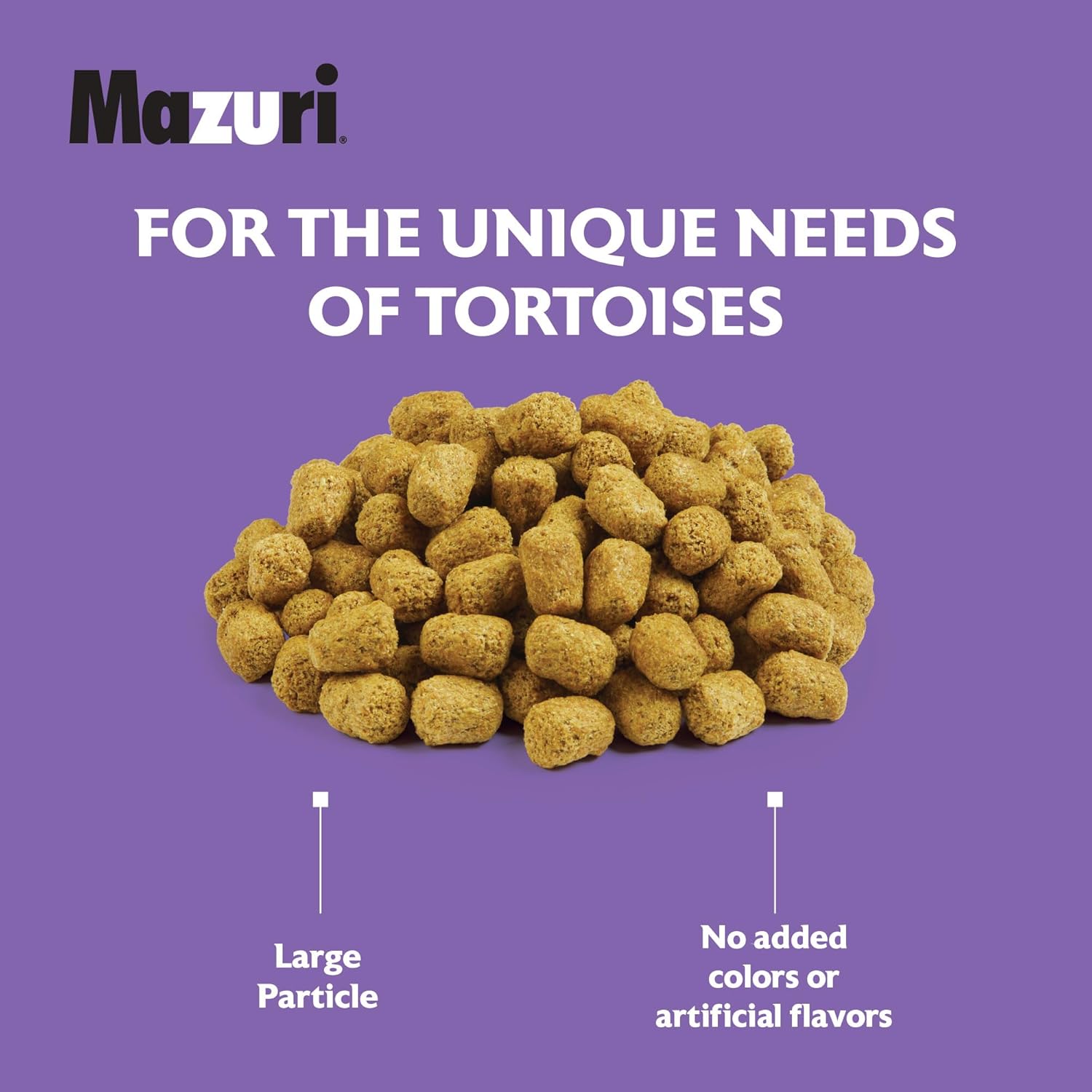 Mazuri tortoise diet in a 1.25 pound bag, showing the bag's packaging with Mazuri branding and product details.
