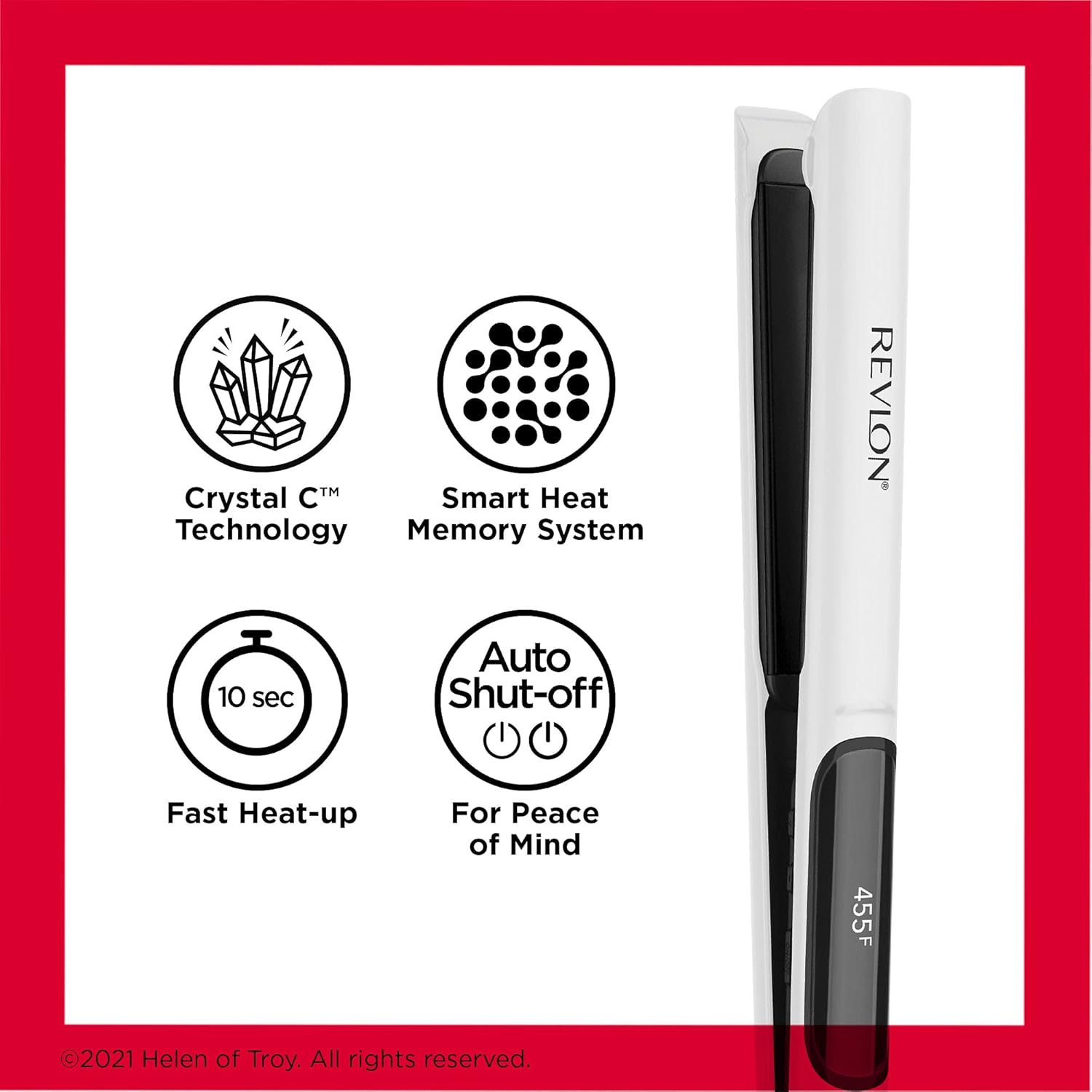 REVLON Crystal C + Ceramic Digital Hair Flat Iron with sleek black plates and digital control for smooth, long-lasting straightening.