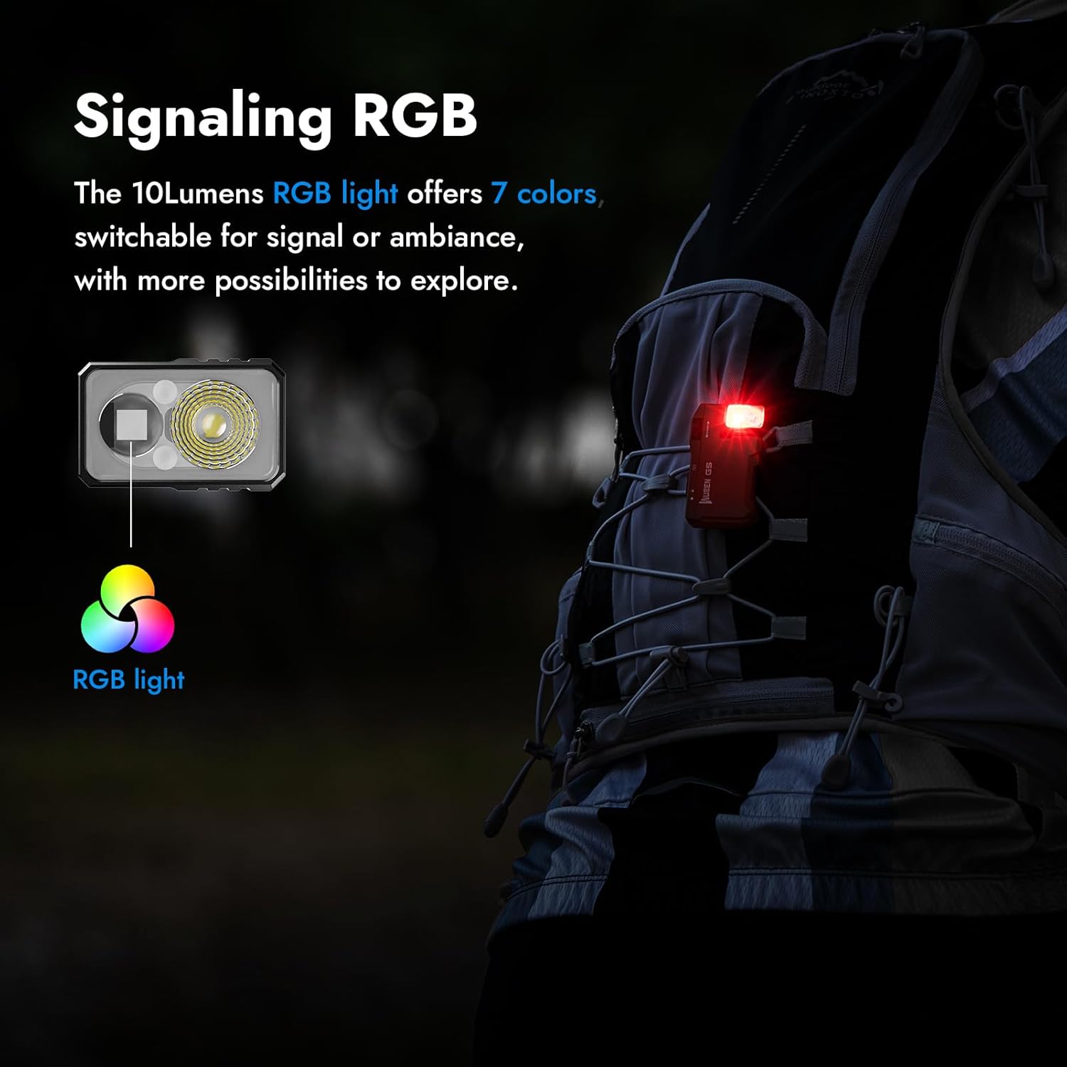 WUBEN G5 Rechargeable EDC Flashlight, Powerful RGB Flashights, 400 Lumens, Green