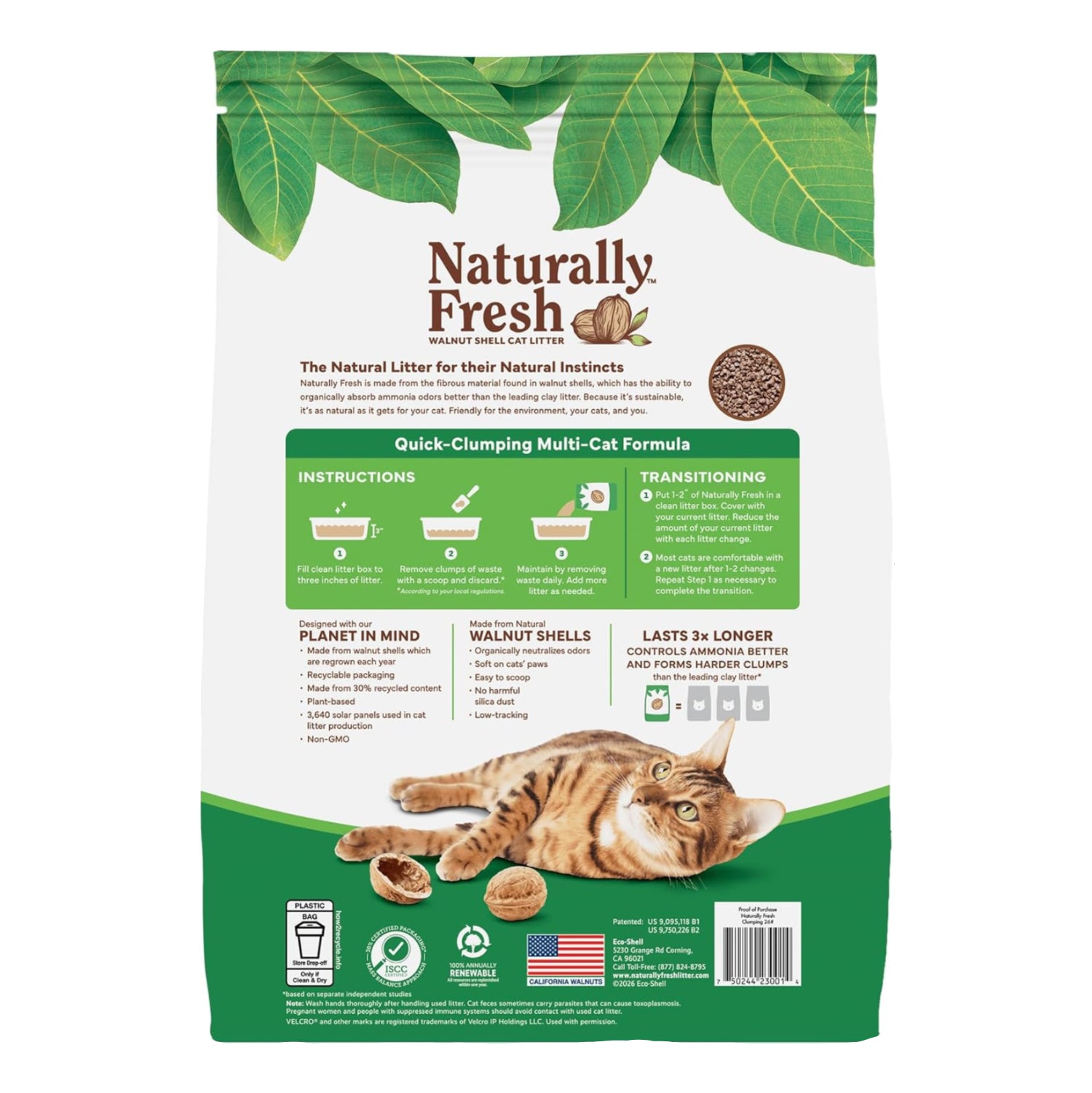 Naturally Fresh walnut shell cat litter with quick-clumping texture, natural and eco-friendly for odor control and easy cleaning