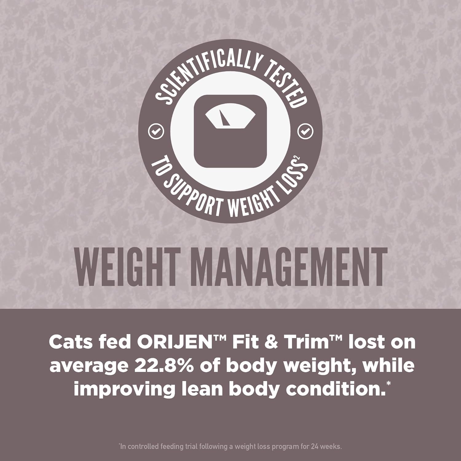 ORIJEN Fit & Trim grain-free high-protein dry cat food in a 4lb bag, featuring natural ingredients and premium quality for cats.