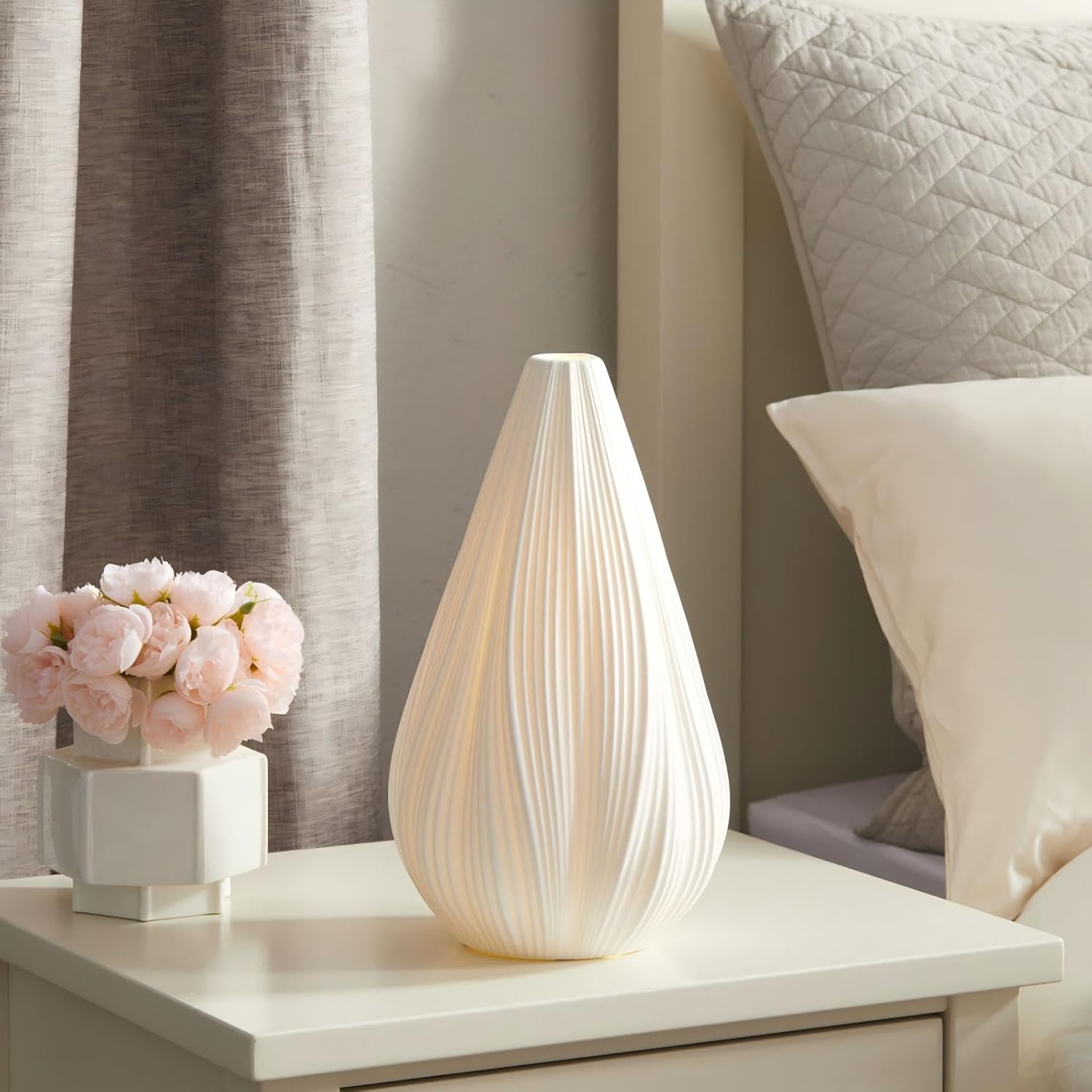 RONDURE 12.5-inch modern ceramic table lamp with dimmable feature, ideal for bedside lighting, in a sleek contemporary style