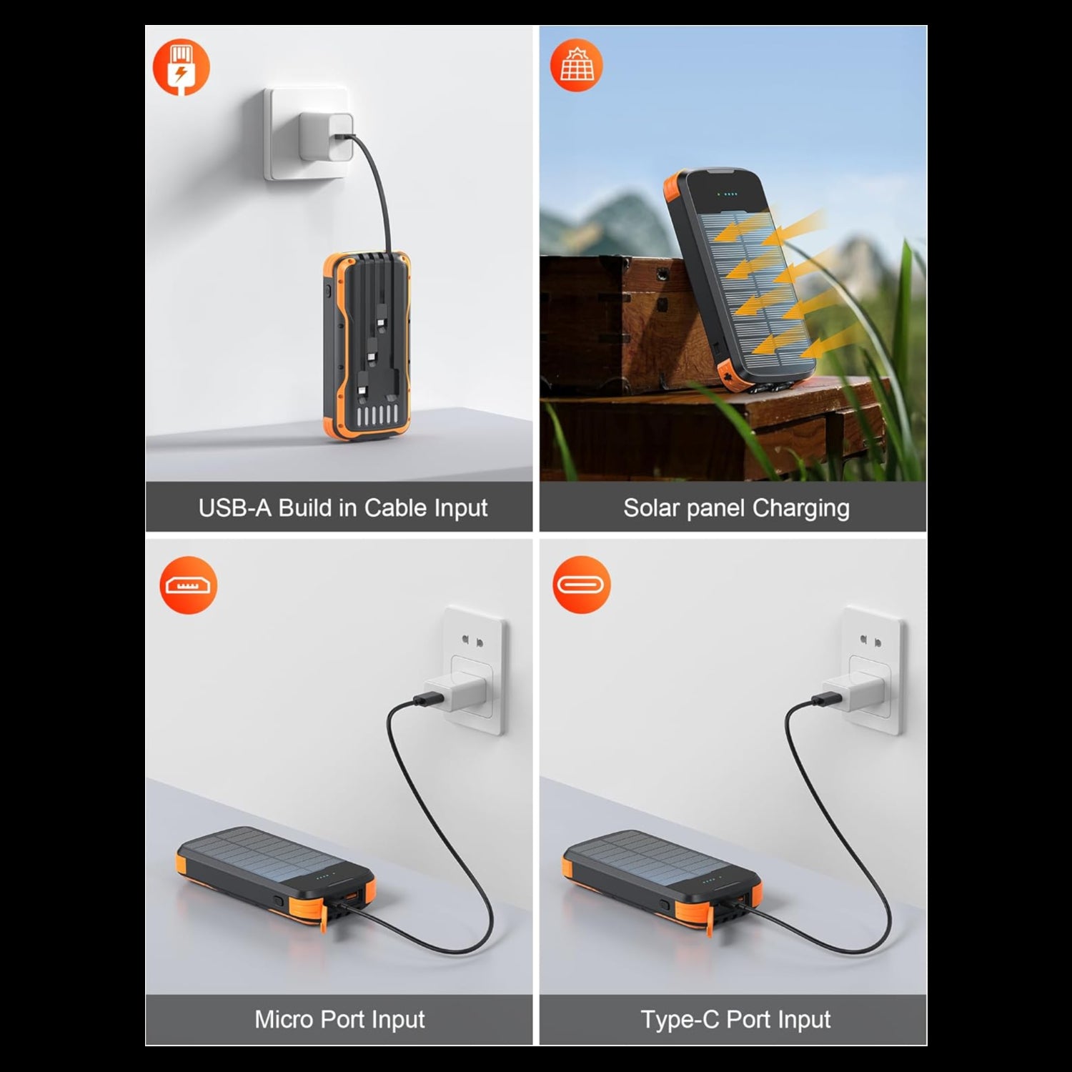 SOXONO solar charger power bank with 40000mAh capacity and PD 20W fast charging, portable external battery for devices