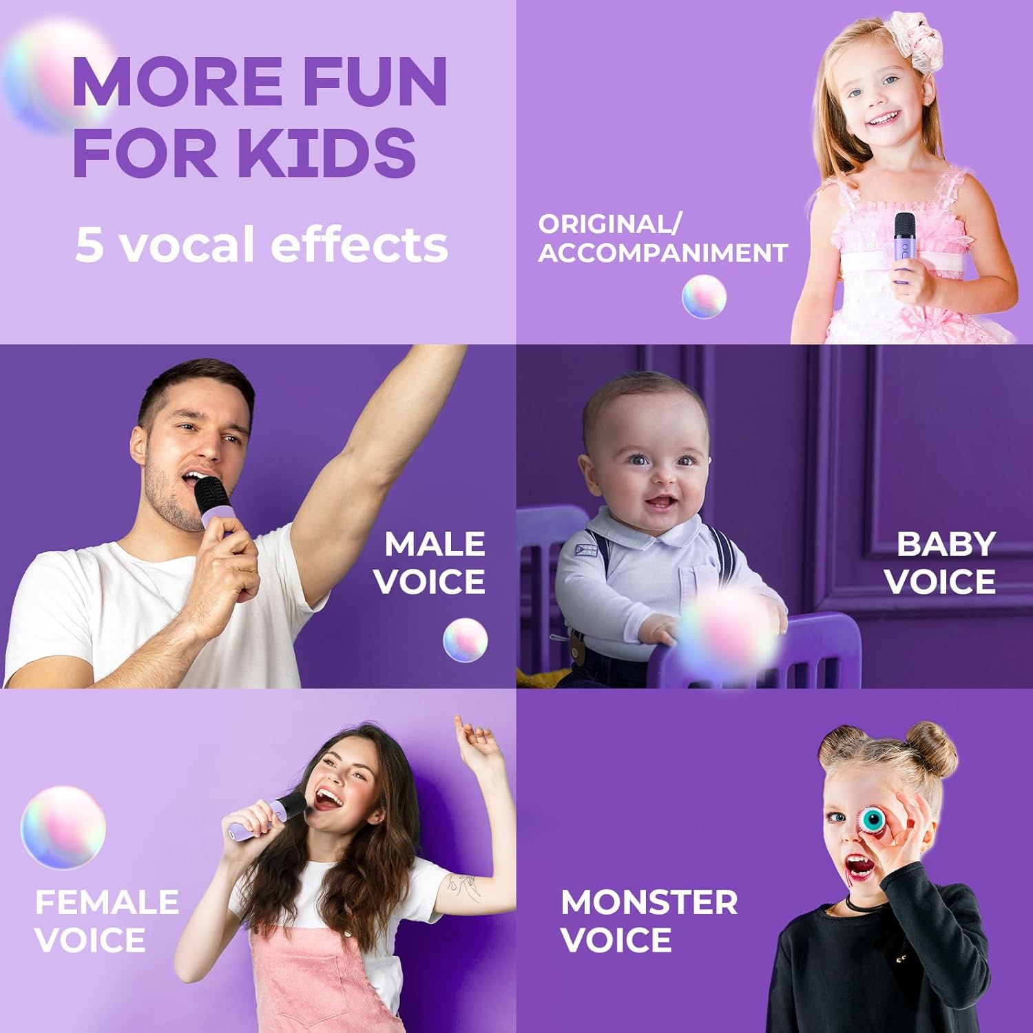 Karaoke Machine for Kids, Portable Mini Speaker with 2 Wireless Microphones
