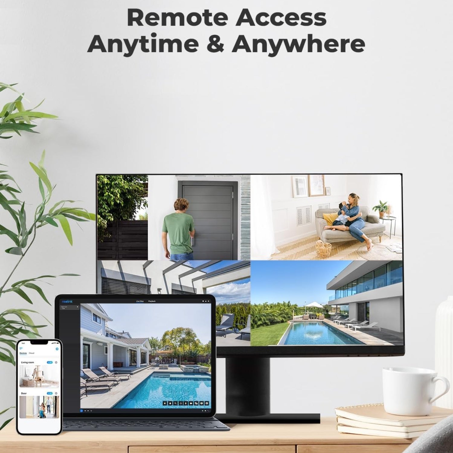 REOLINK 4K outdoor security camera, IP PoE dome surveillance camera with weatherproof design for outdoor monitoring.