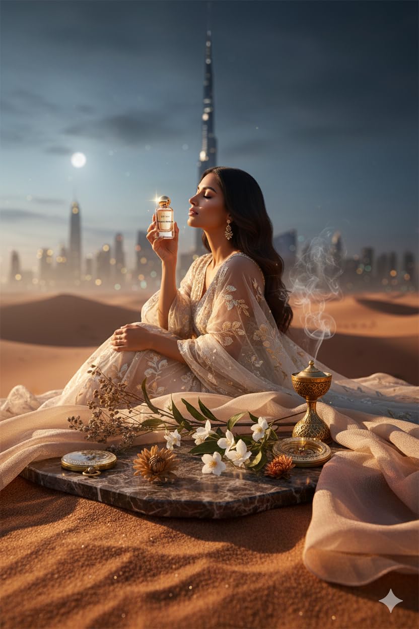 NOIR Moonlit Jasmine Eau de Parfum for Women, warm sweet floral fragrance, elegant bottle with jasmine accents and floral design