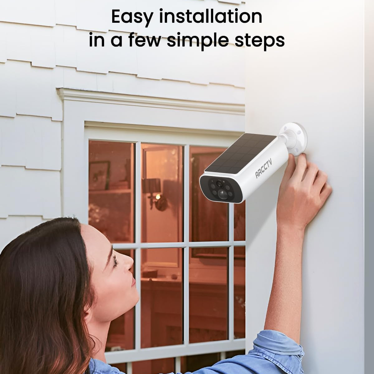 Wireless outdoor solar security cameras from ARCCTV, 4MP 4-camera kit with weatherproof design and night vision for home surveillance.