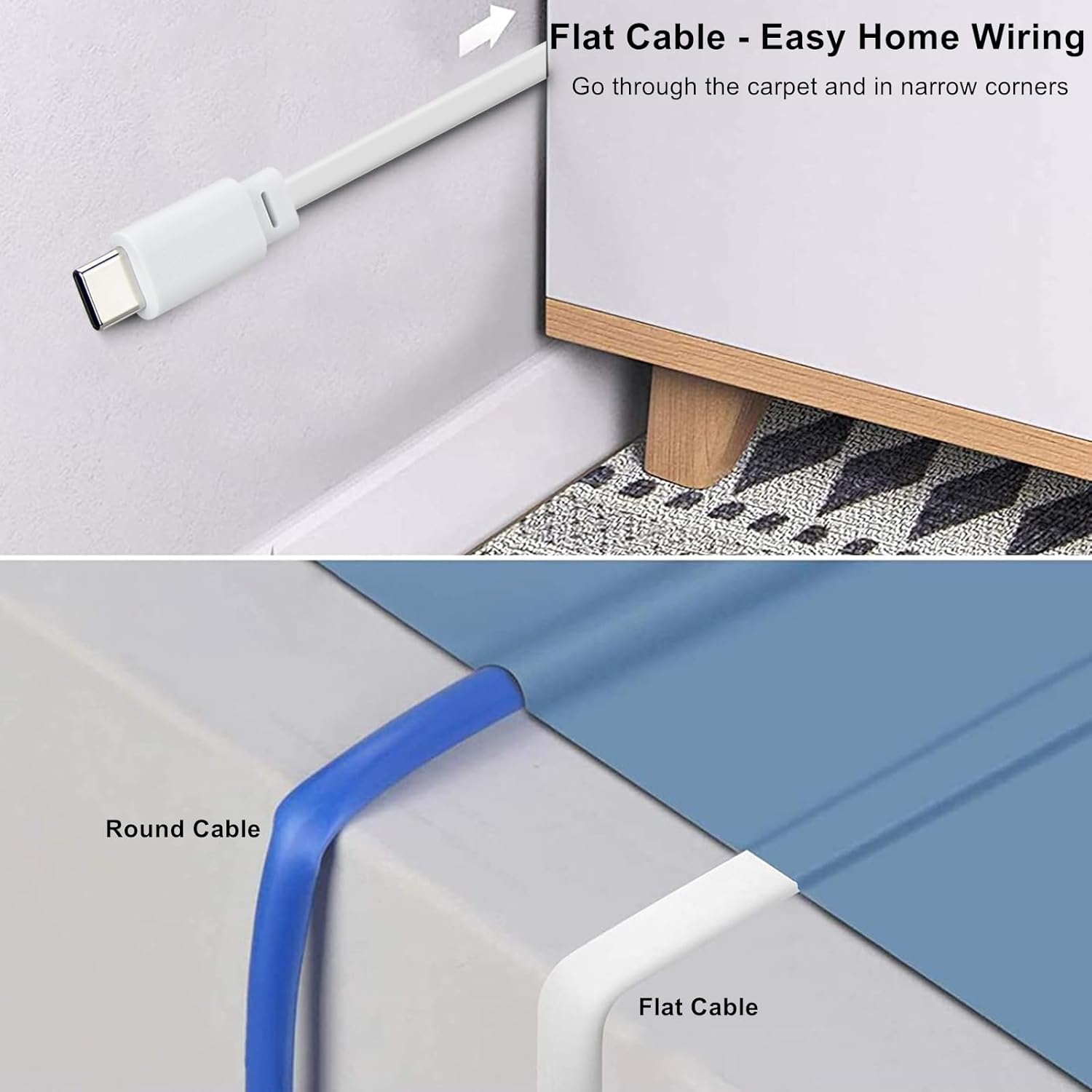 Weishan 2-pack 30ft USB C power extension cables for Ring Pan-Tilt Indoor Cam, showing the black cables with USB C connectors