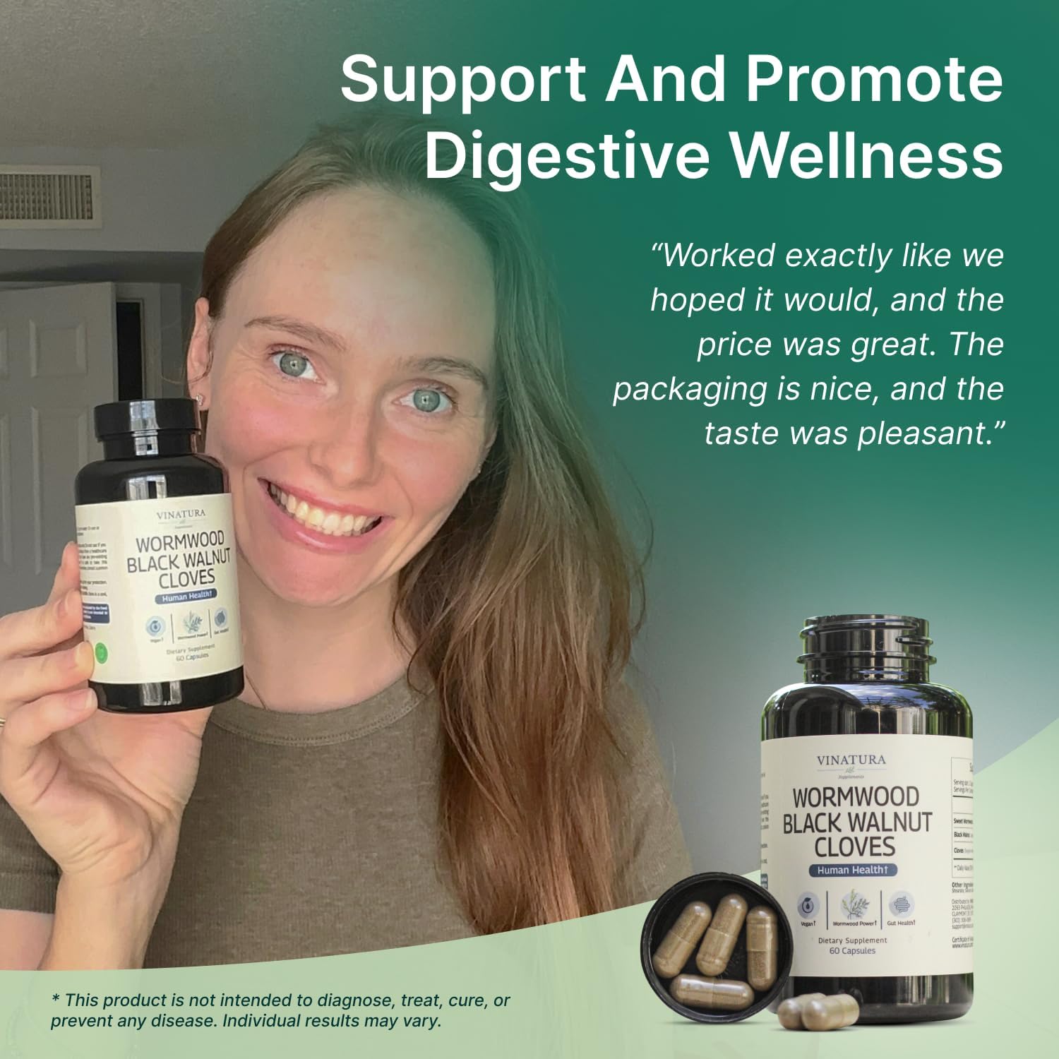 VINATURA Wormwood Black Walnut Clove Capsules - Cleanse, Detox, Intestinal