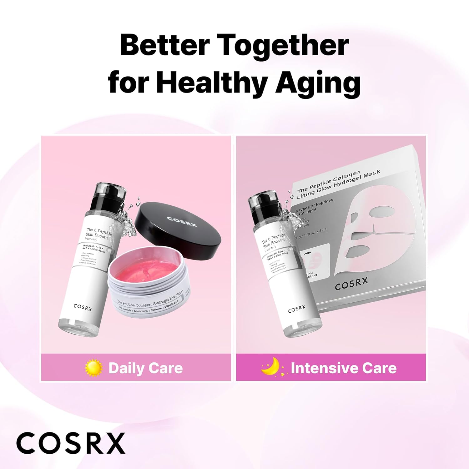 COSRX Pink Peptides Collagen Hydrogel Eye Patch for Puffy Eyes and Dark Circles