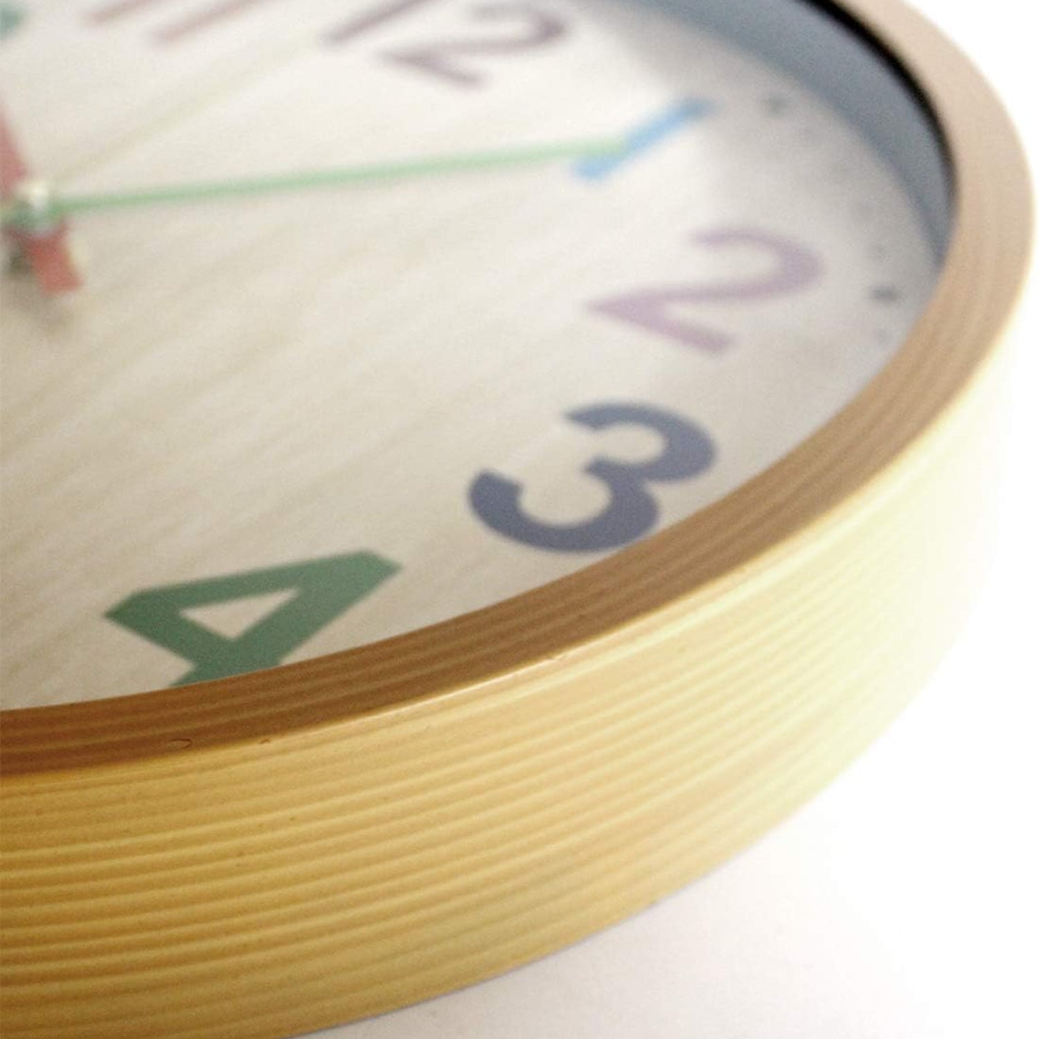 Colorful 12-inch TOHOOYO wall clock with easy-to-read numbers and silent, non-ticking mechanism, battery operated.