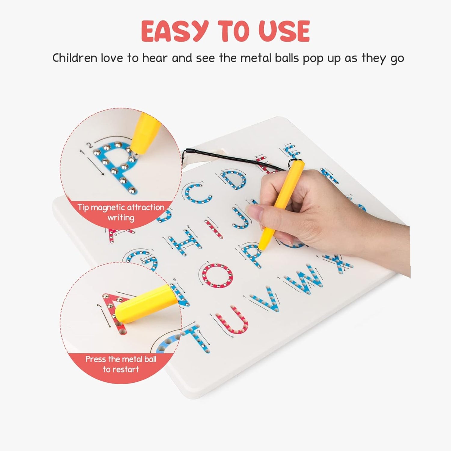 GAMENOTE double-sided magnetic letter board with black and wood finish, featuring white plastic letters and a magnetic frame.