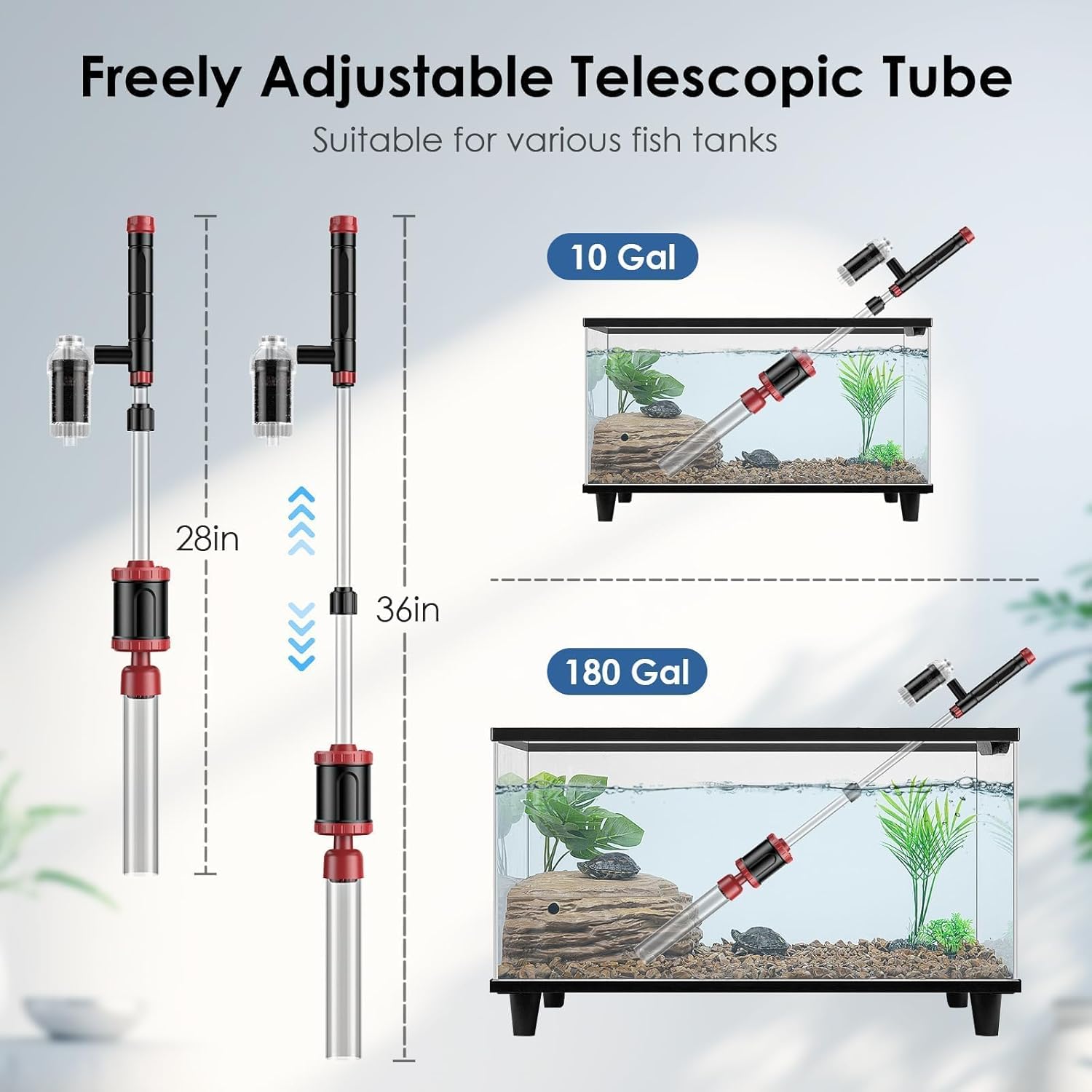 AKKEE Aquarium Vacuum Gravel Cleaner with 36W electric motor, suitable for fish tanks and gravel cleaning.