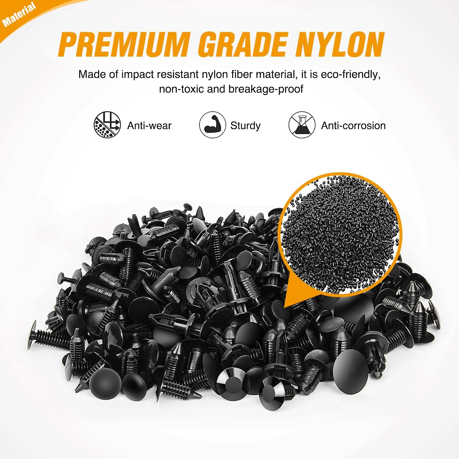 Set of GOOACC 240PCS bumper retainer clips and plastic rivets for car fasteners and push retainers, shown in the image.
