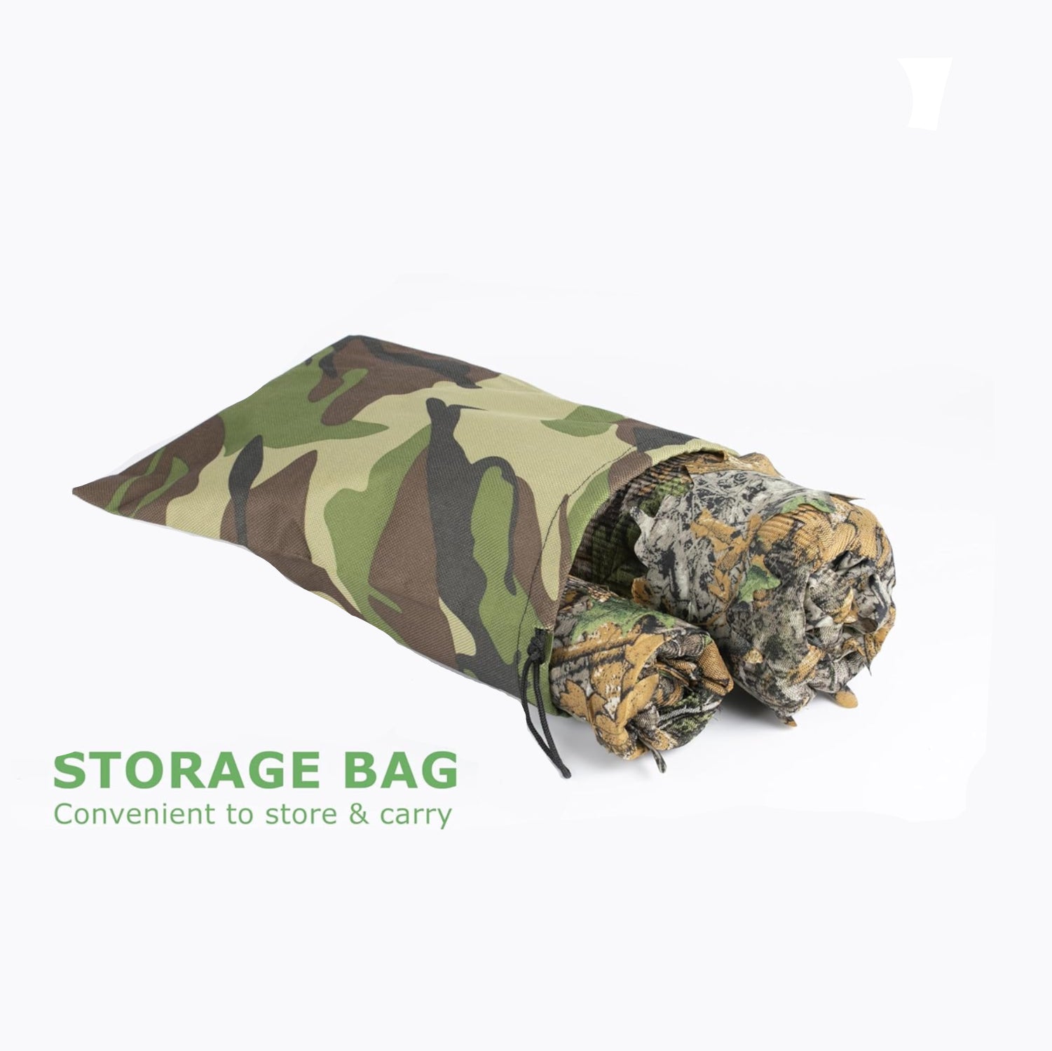 Ginsco Ghillie Suit full face mask and gloves set with 3D leafy camouflage for men, size M, designed for outdoor concealment.