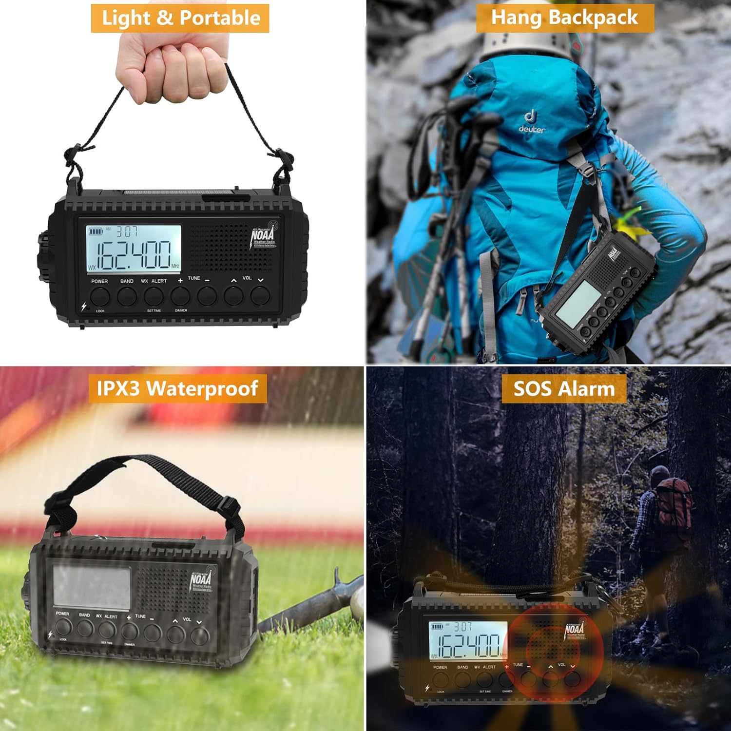 Raynic NOAA Weather Radio, 5000mAh/18500mWh Solar Hand Crank Emergency Radio