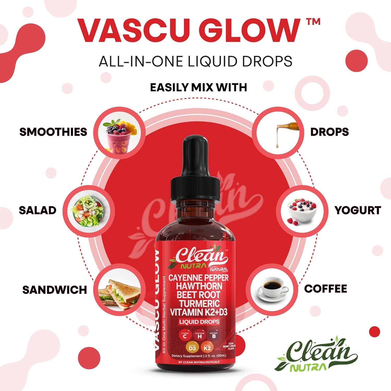 Clean Nutra Cayenne Pepper Drops Supplement Liquid + Hawthorn Berry