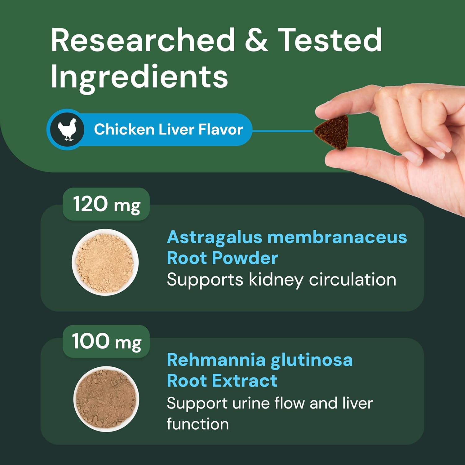 Vetriscience Veterinary Strength Kidney Health Chews for pets, showing the product packaging with chews inside.